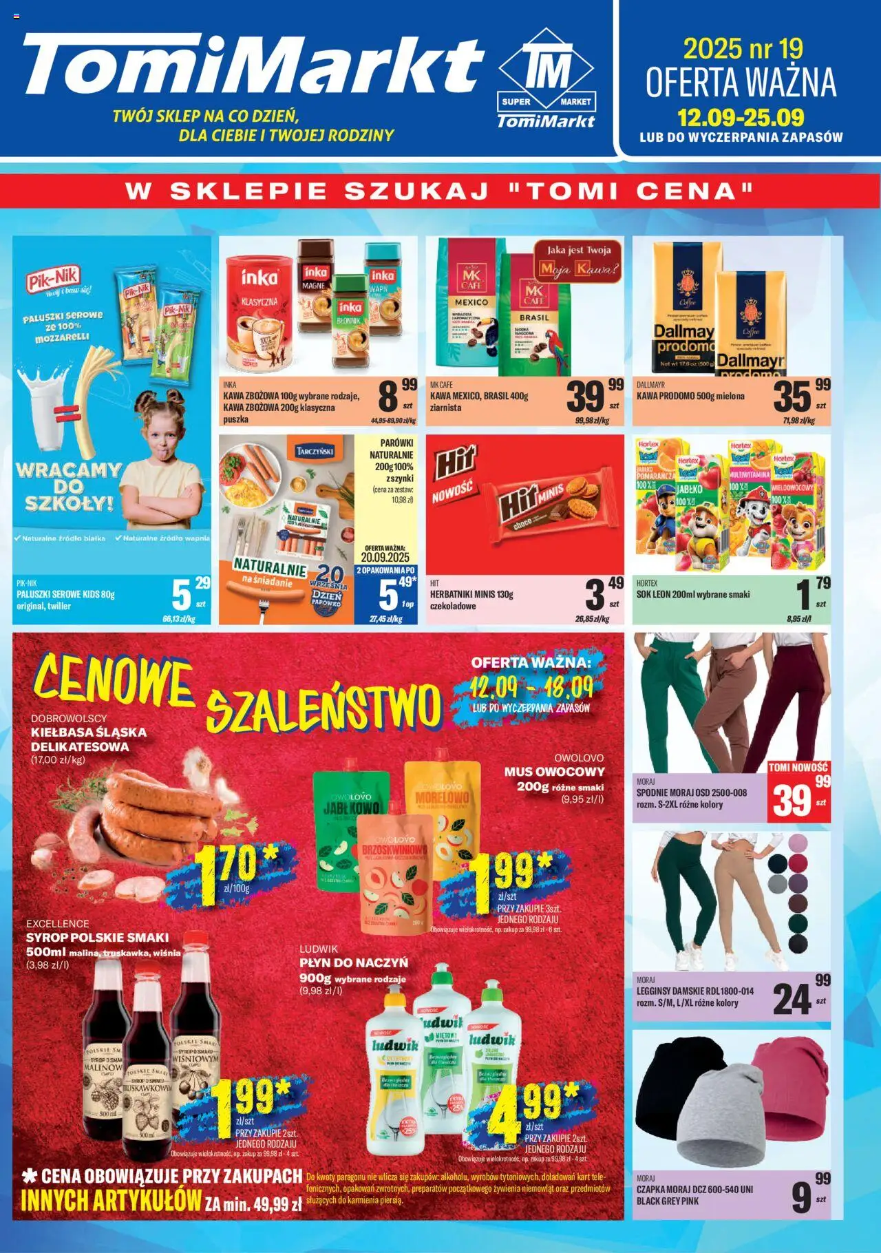 Pogląd gazetki "Gazetka" ze sklepu TomiMarkt ważnej od 12.09.2025 - Kawa, Spodnie, Czapka, Legginsy, Dallmayr, Paluszki, Syrop, Mus owocowy