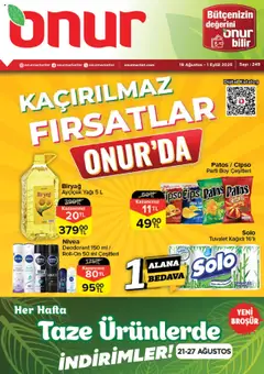 Onur Market Katalog 19.08.2025 - Broşürünün önizlemesi