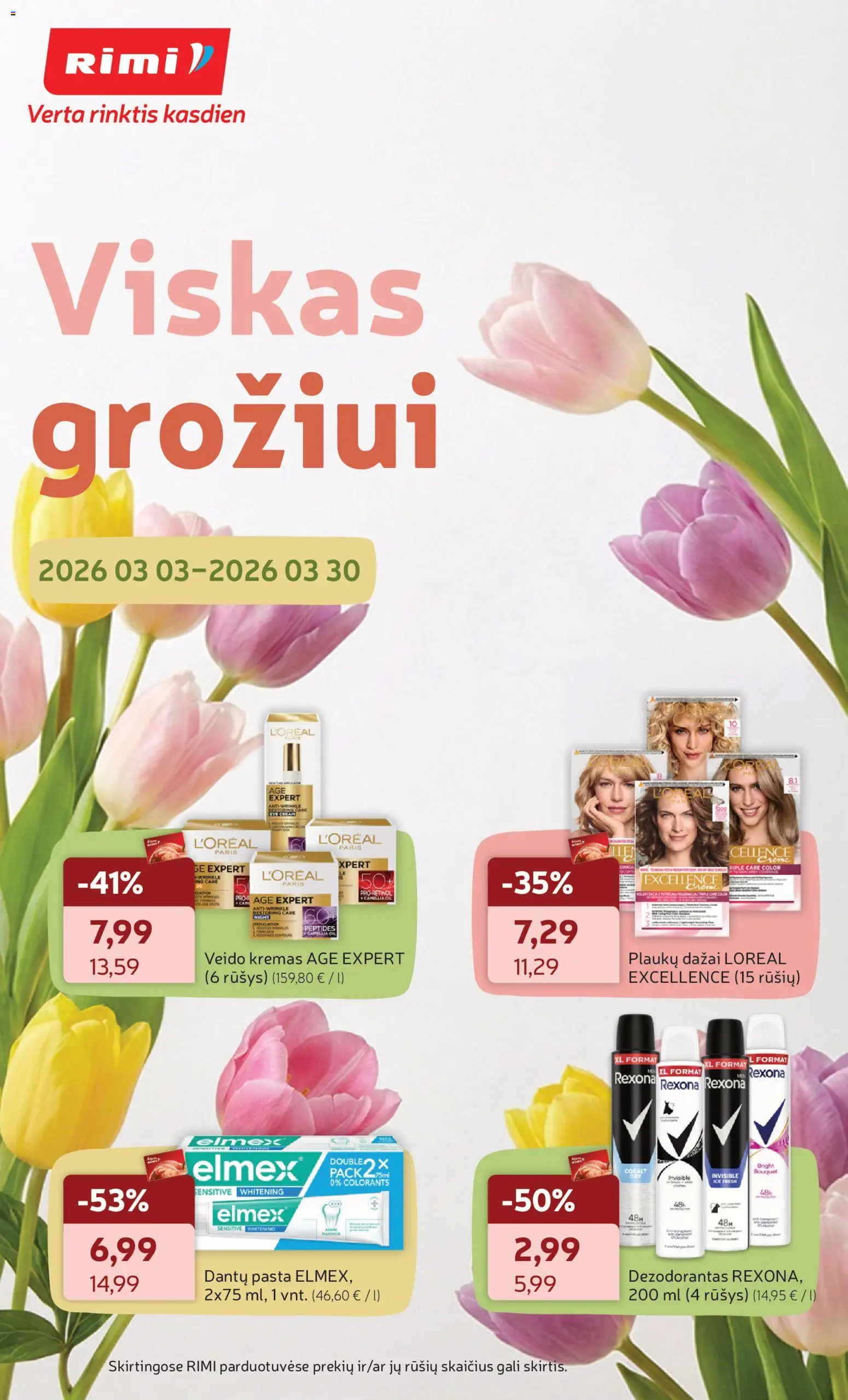 Rimi parduotuvės leidinio Rimi leidinys - Grožio prekių katalogas galiojančio nuo 2026.03.03 peržiūra - Dezodorantas, Kremas