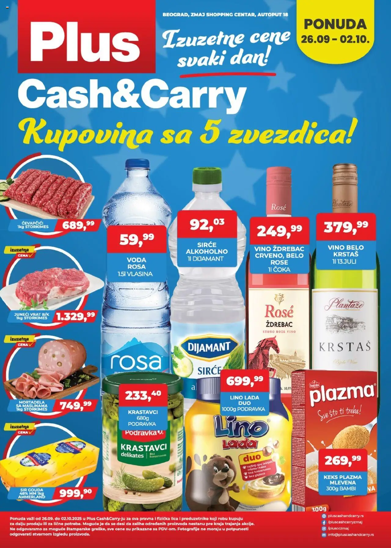 Plus Cash & Carry katalog važi od 26.09.2025 - stranica 1 - Voda, Vino, Mortadela, Podravka, Vrat, Krastavci, Gouda, Plazma