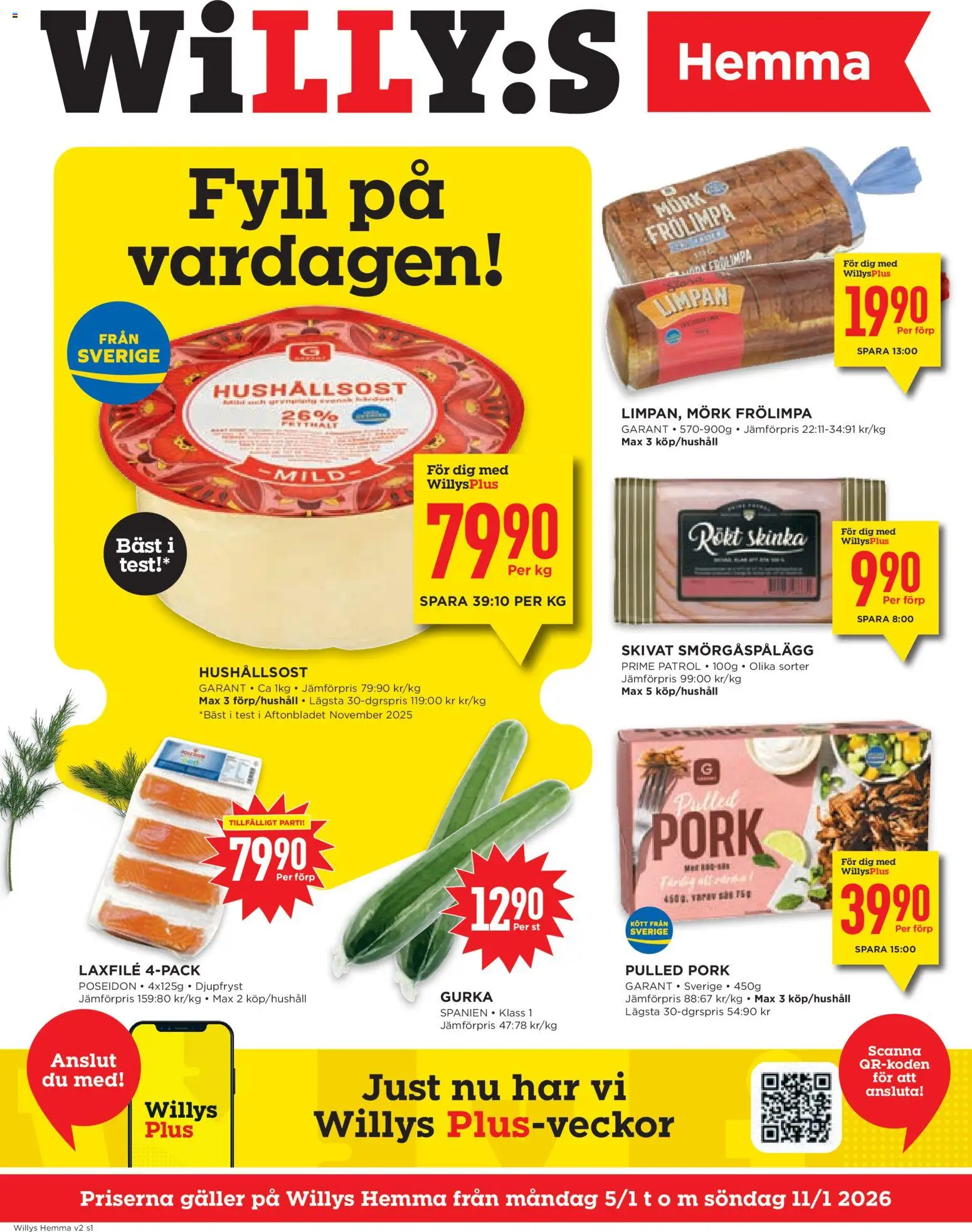 Förhandsgranska reklamblad Aktuella reklamblad Willys Hemma från butik Willys gäller från 05/01/2026