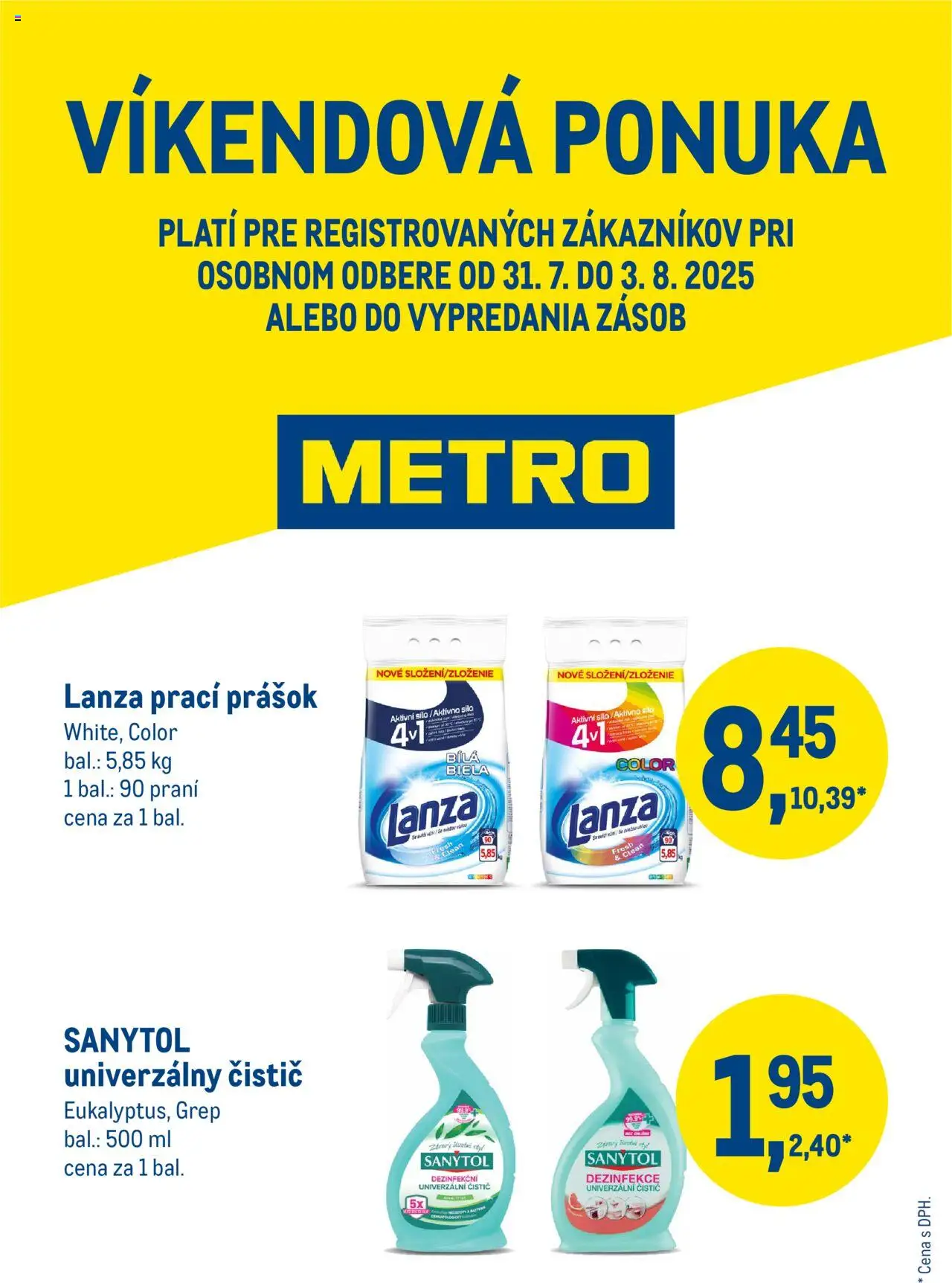 Metro Víkendová ponuka - Drogéria (31.07. - 03.08.2025) - Akčná ponuka - Sanytol, Grep, Prací prášok