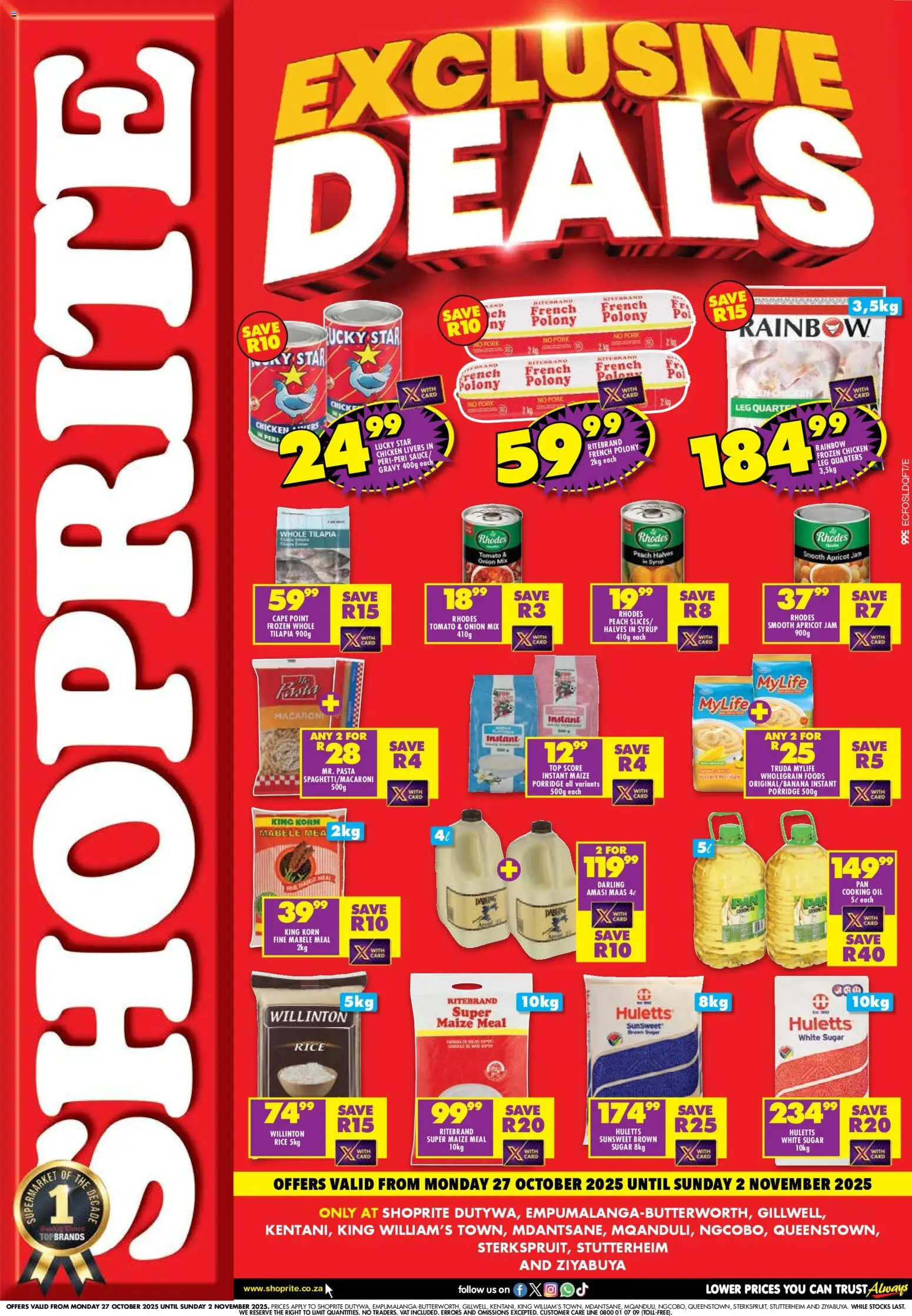 Shoprite Eastern Cape - Shoprite Price Exclusive 27/10 - 02/11/2025 >> Catalogue