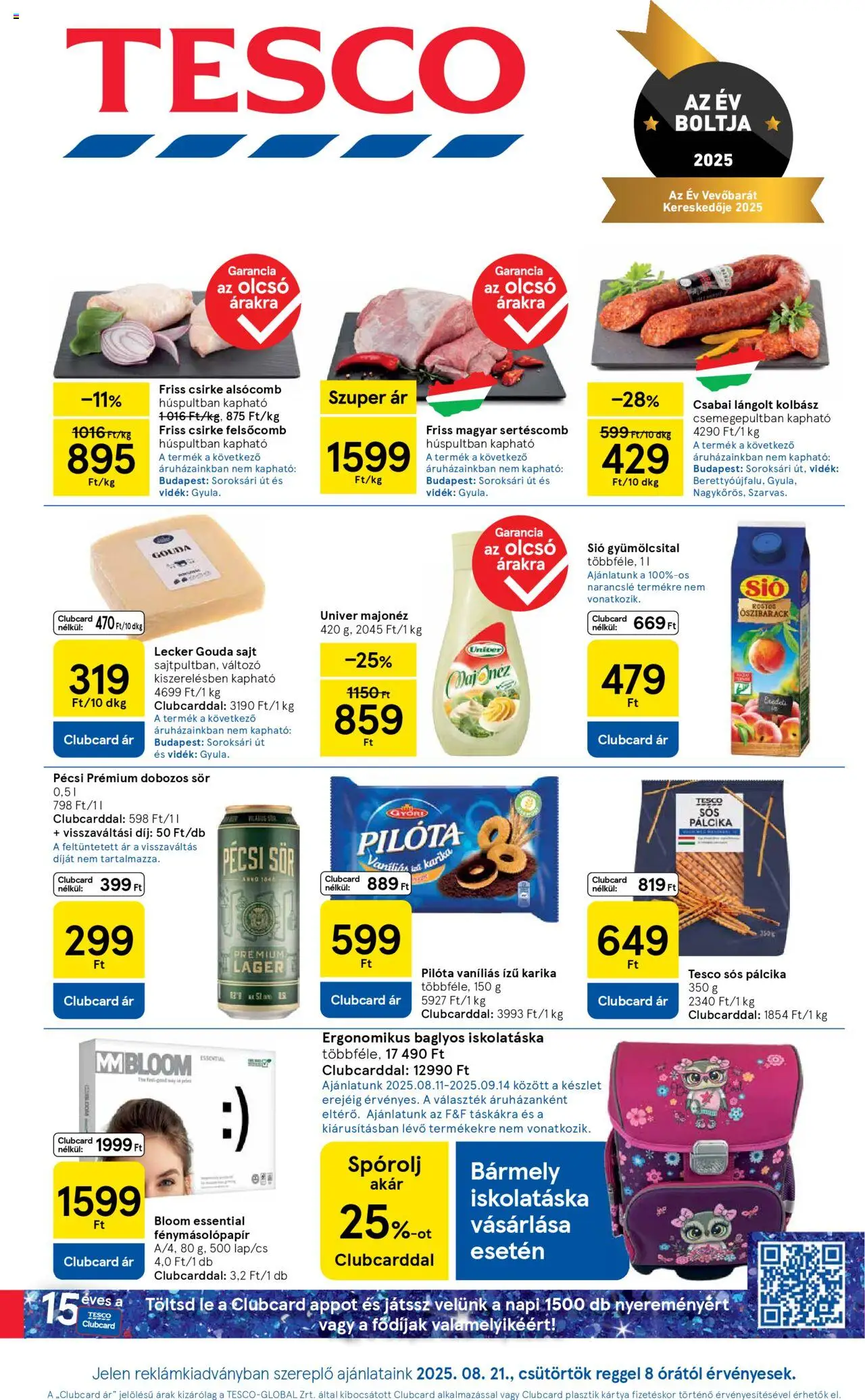 Tesco aktuális szórólap, érvényes 2025.08.21.-től - 1 oldal