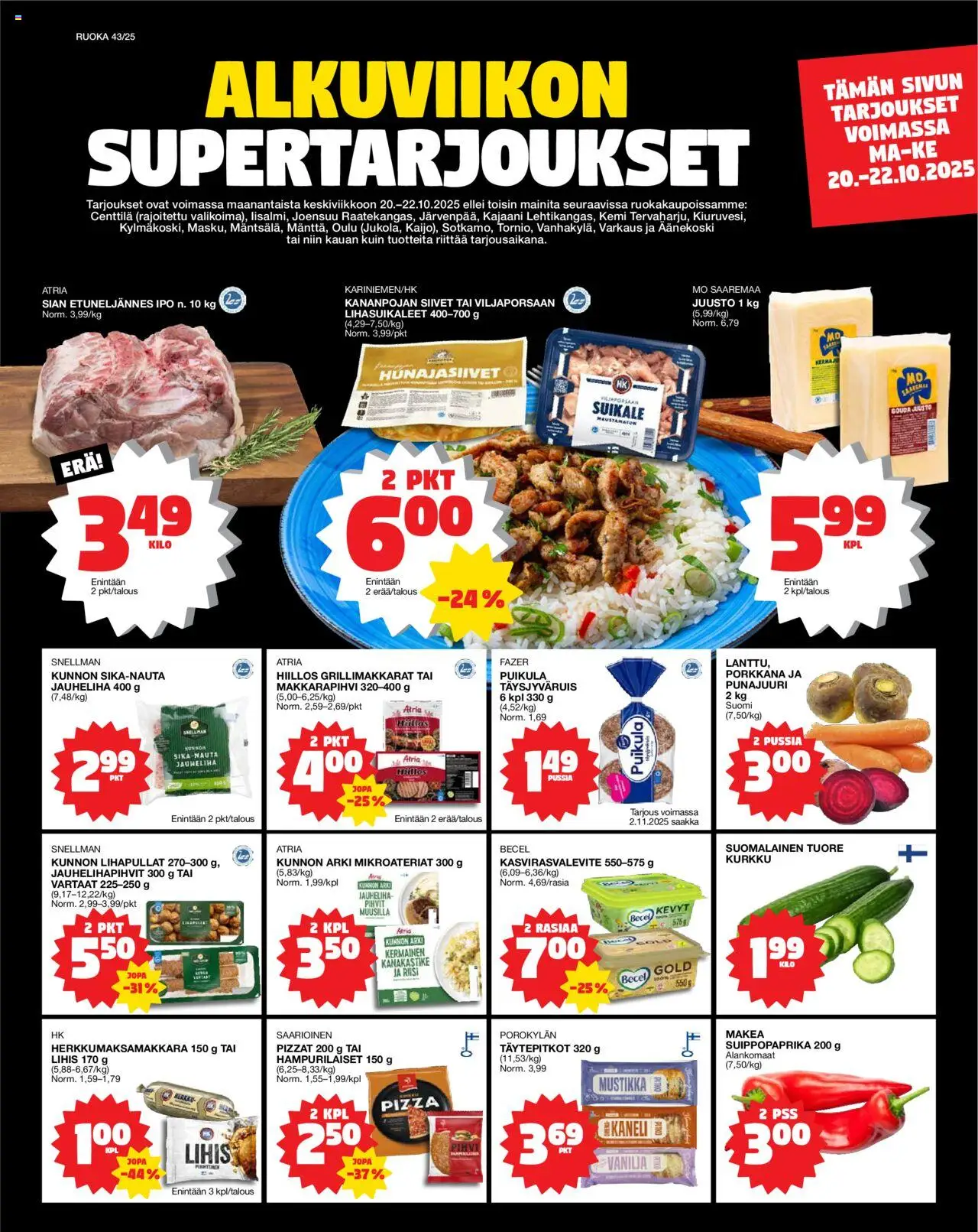 Tokmanni-kaupan Ruokatarjoukset voimassa 20/10/2025 - Sivulla 1
