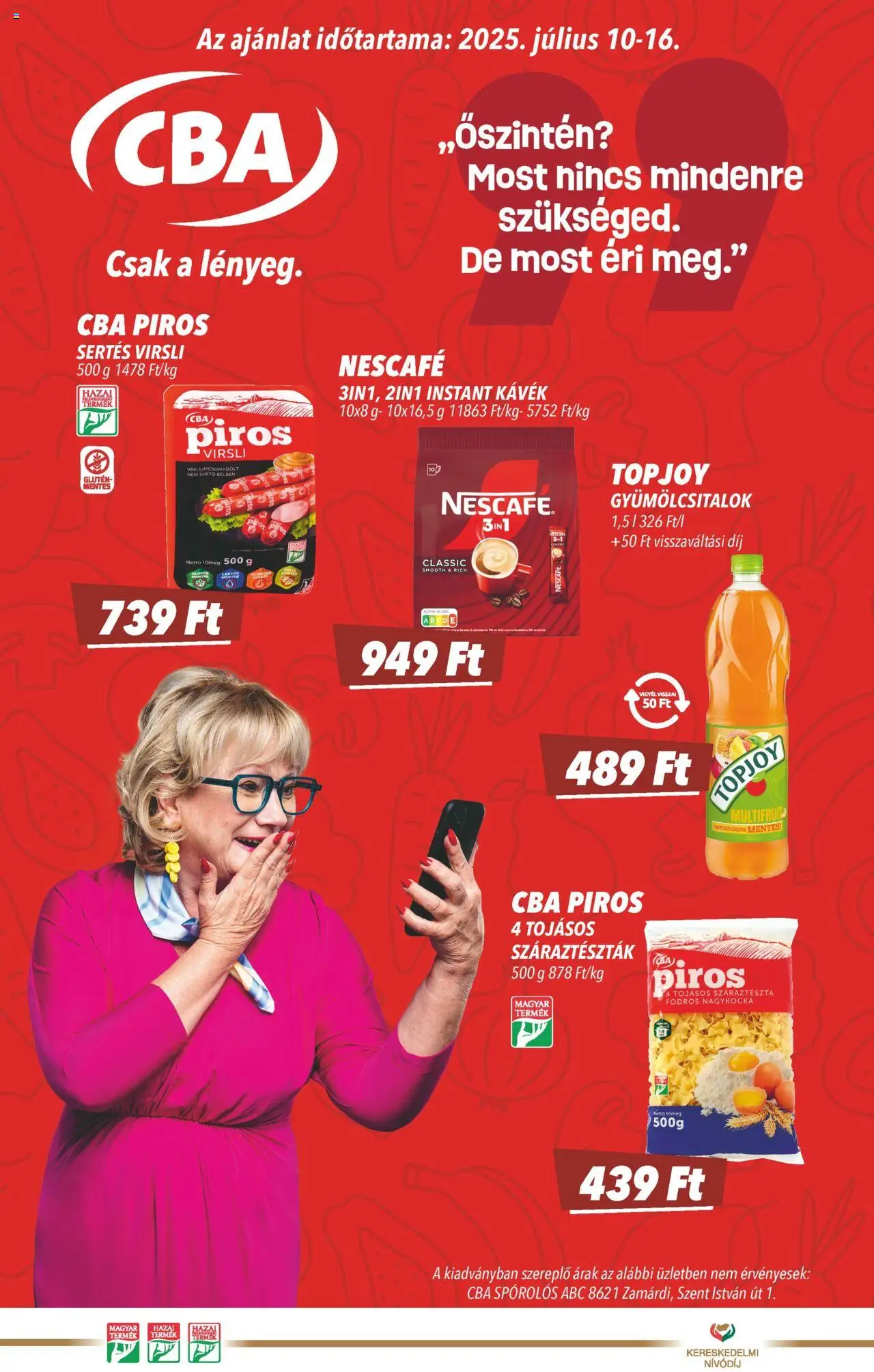 CBA aktuális szórólap, érvényes 2025.07.10.-től - 1 oldal