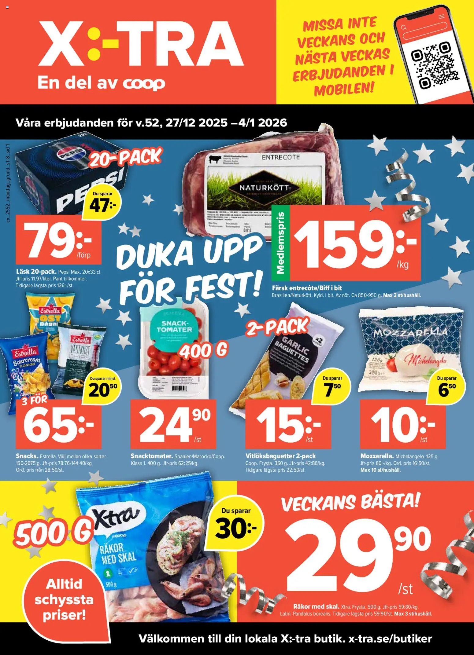 Förhandsgranska reklamblad Aktuella reklamblad Coop X:-TRA från butik Coop X:-TRA gäller från 27/12/2025