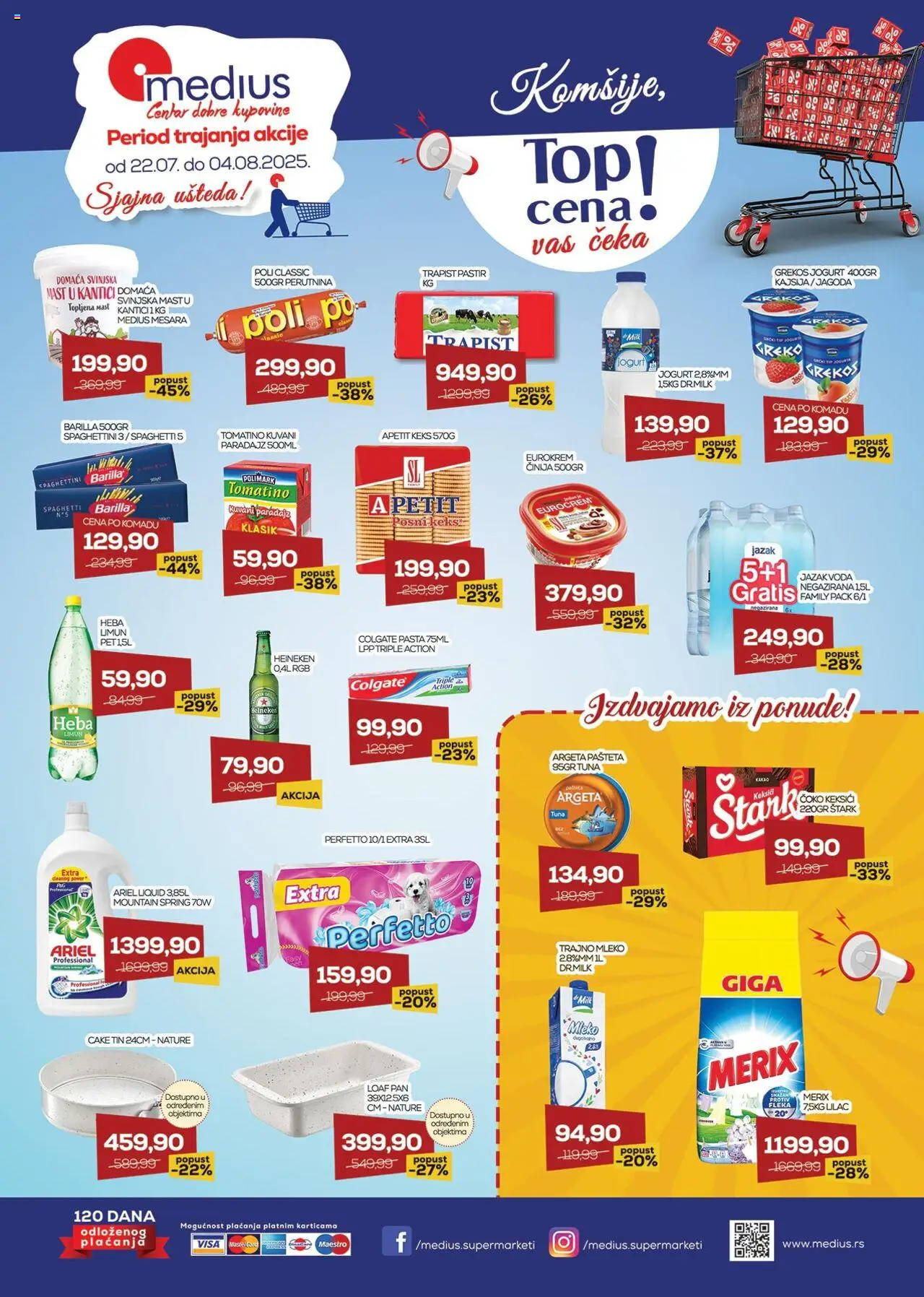 Medius katalog važi od 22.07.2025 - stranica 1 - Pasta, Heineken, Paradajz, Limun, Keks, Jogurt, Pašteta, Eurocrem