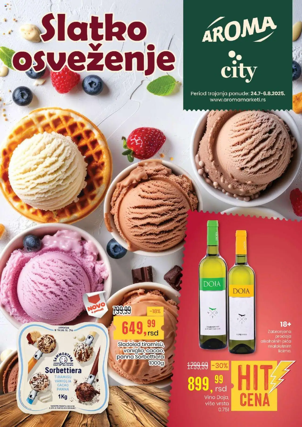 Aroma Market katalog važi od 24.07.2025 - stranica 1 - Tiramisu, Sladoled, Pica, Vino, Chardonnay, Pinot grigio