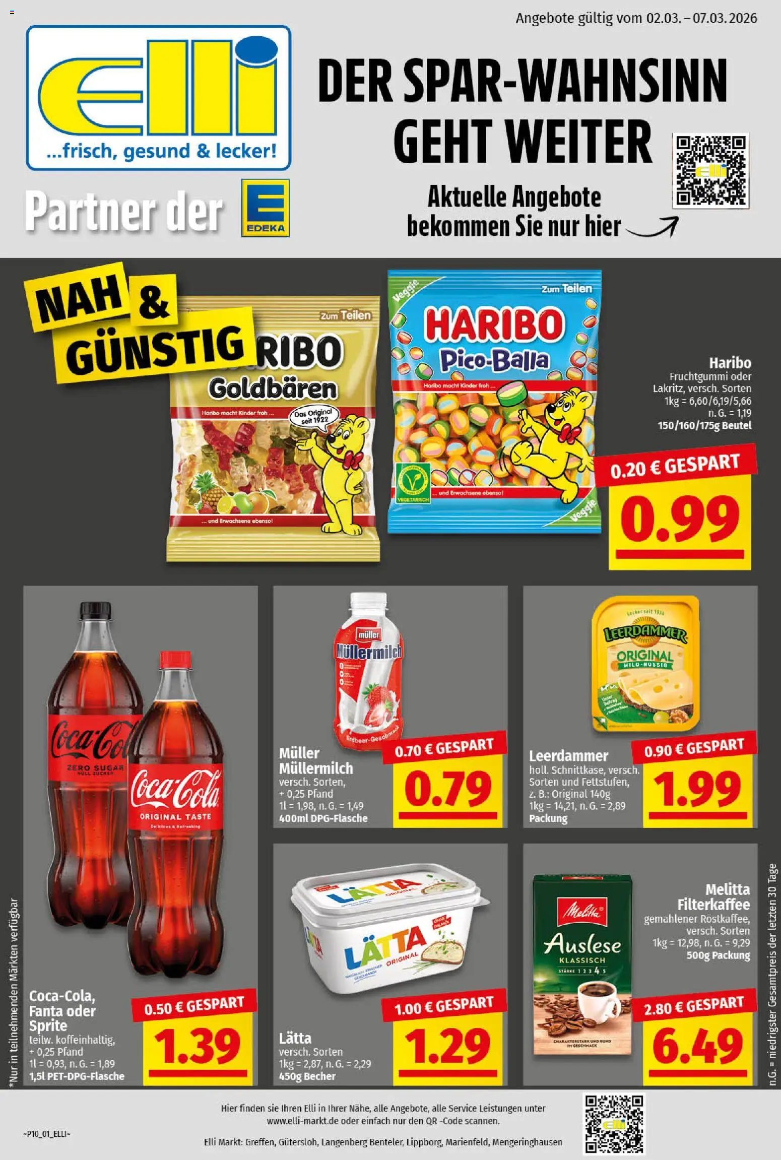 Vorschau von dem Prospekt des Geschäftes Elli Markt, gültig ab dem 02.03.2026 - Haribo, Fanta, Müllermilch, Sprite, Melitta, Leerdammer, Lätta, Muller mullermilch