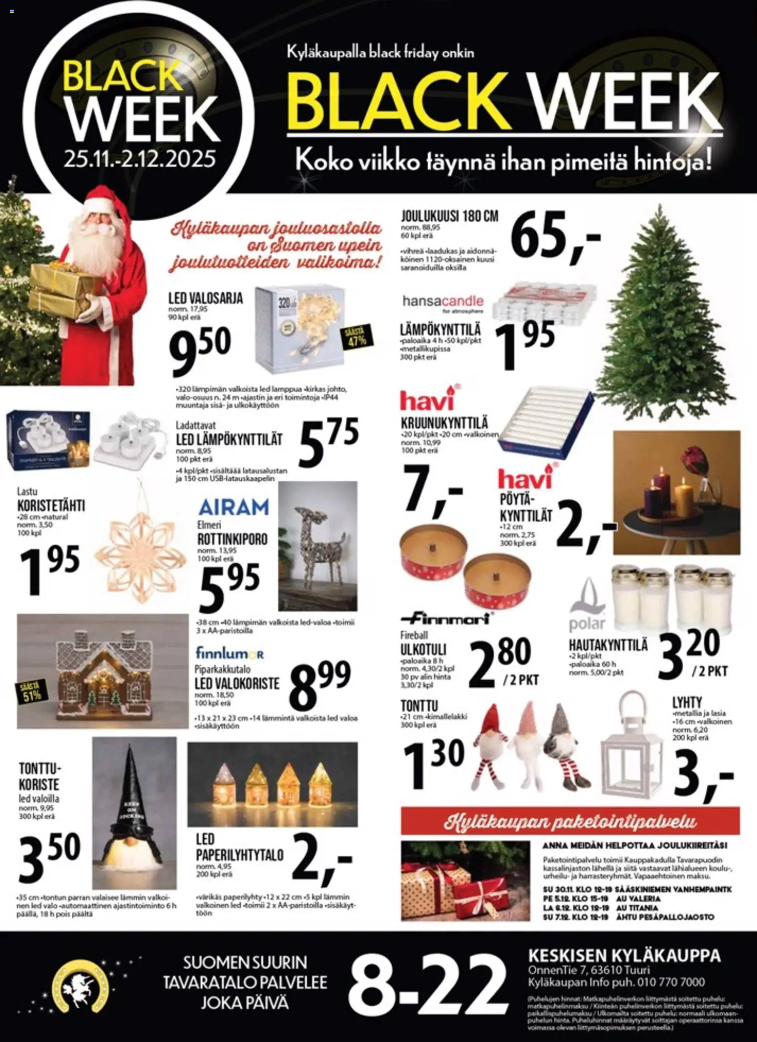 Kaupan Tuuri Black Friday esikatselu, voimassa 25/11/2025 - Puhelin, Pöytä, Kynttilät, Lyhty