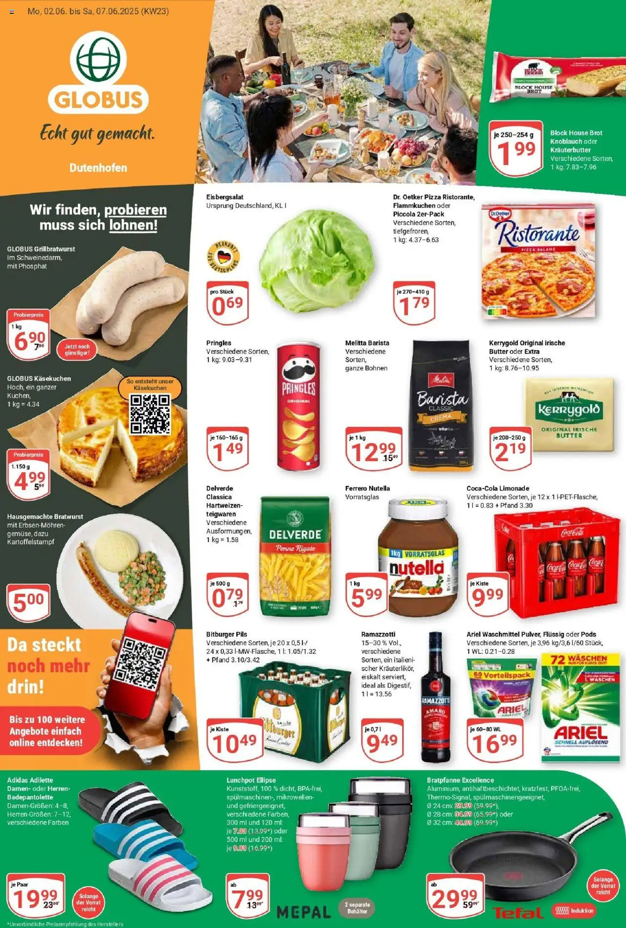 Globus Prospekt ab Montag 01.06.2025 > Prospekt Wetzlar-Dutenhofen - Kuchen, Ramazzotti, Pringles, Ariel, Ristorante, Limonade, Pils, Kerrygold butter