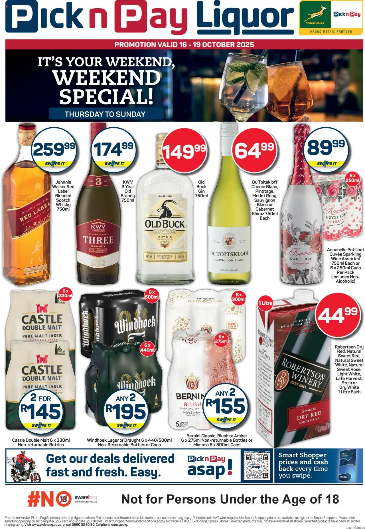 Pick n Pay Weekend Liquor Specials from 16/10 - 19/10/2025 > Promotions