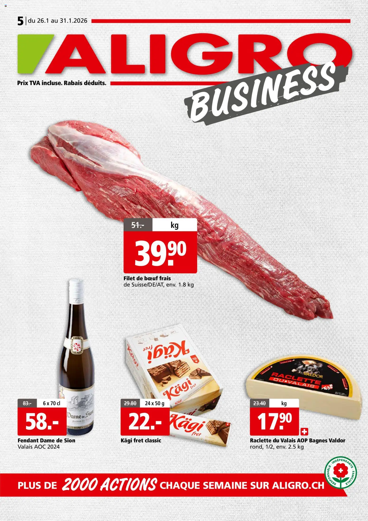 Vorschau des Merkblatts Aktionen Businesskunden - Chavannes, Matran, Genève, Sion vom Shop Aligro gültig von 26.01.2026 bis 31.01.2026 - Raclette