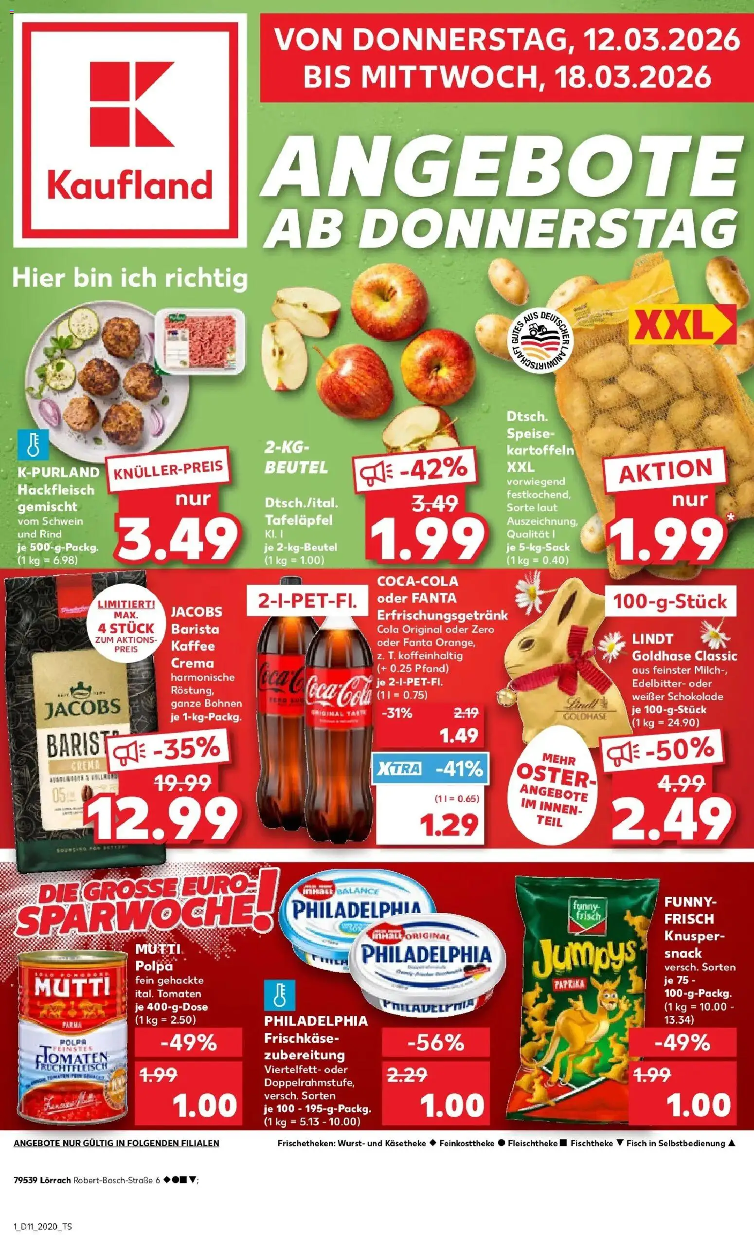 Vorschau von dem Prospekt des Geschäftes Kaufland, gültig ab dem 12.03.2026 - Chips, Schokolade, Fisch, Philadelphia, Milch, Funny frisch, Kartoffeln, Frischkase