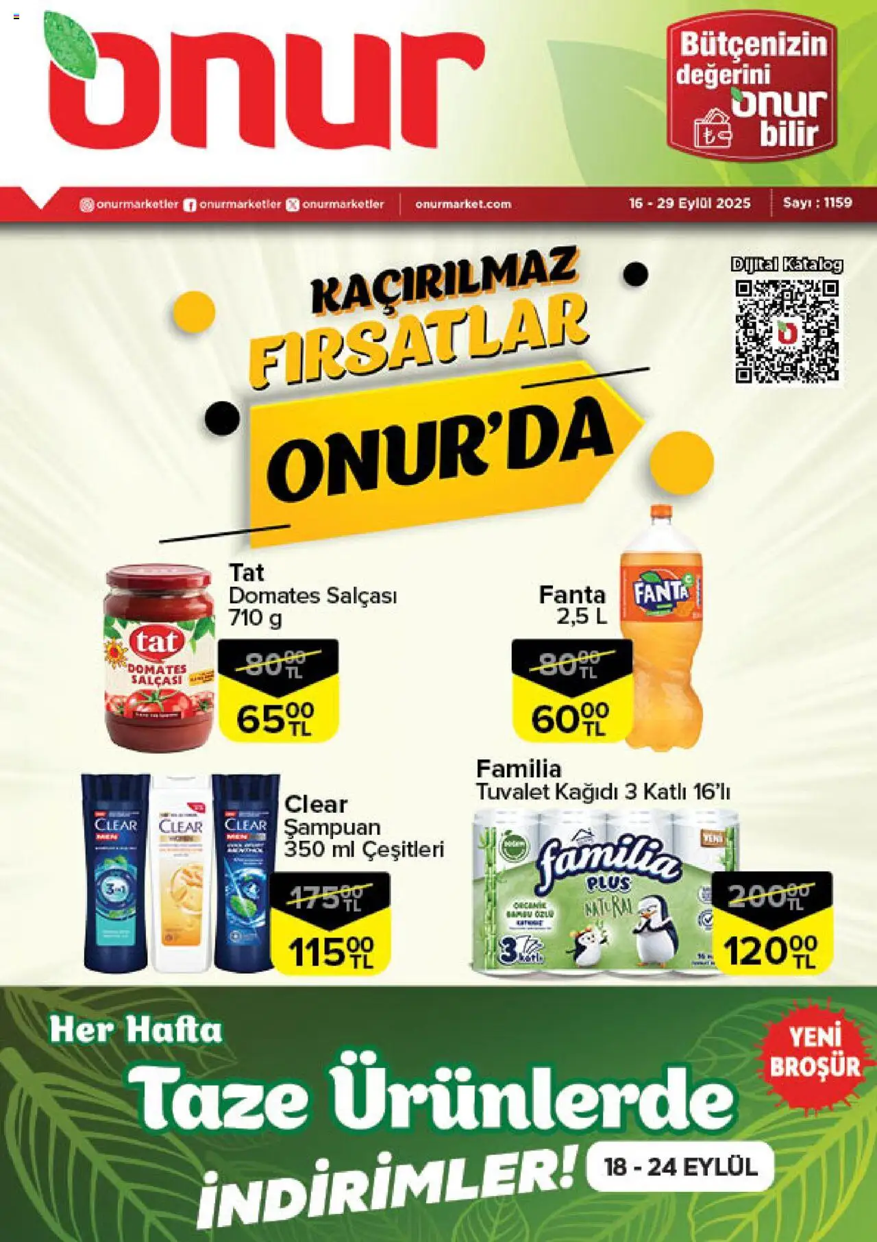 ONUR MARKET Katalog - Bursa (16 Eylül 2025) - Indirim, Broşür - Sayfa numarası 1