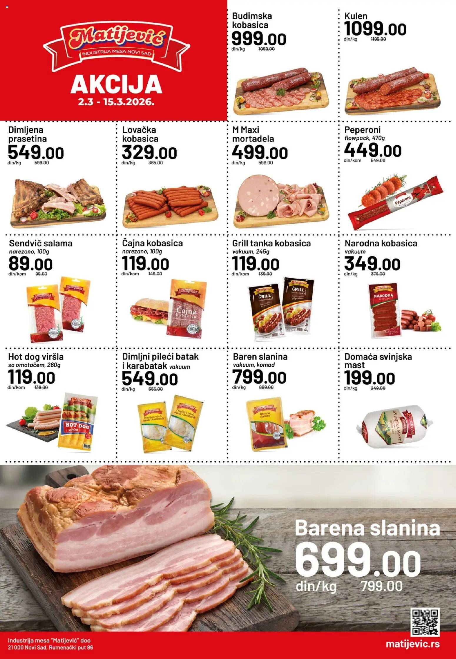 Pregled Matijevic kataloga - važi od 03.03.2026