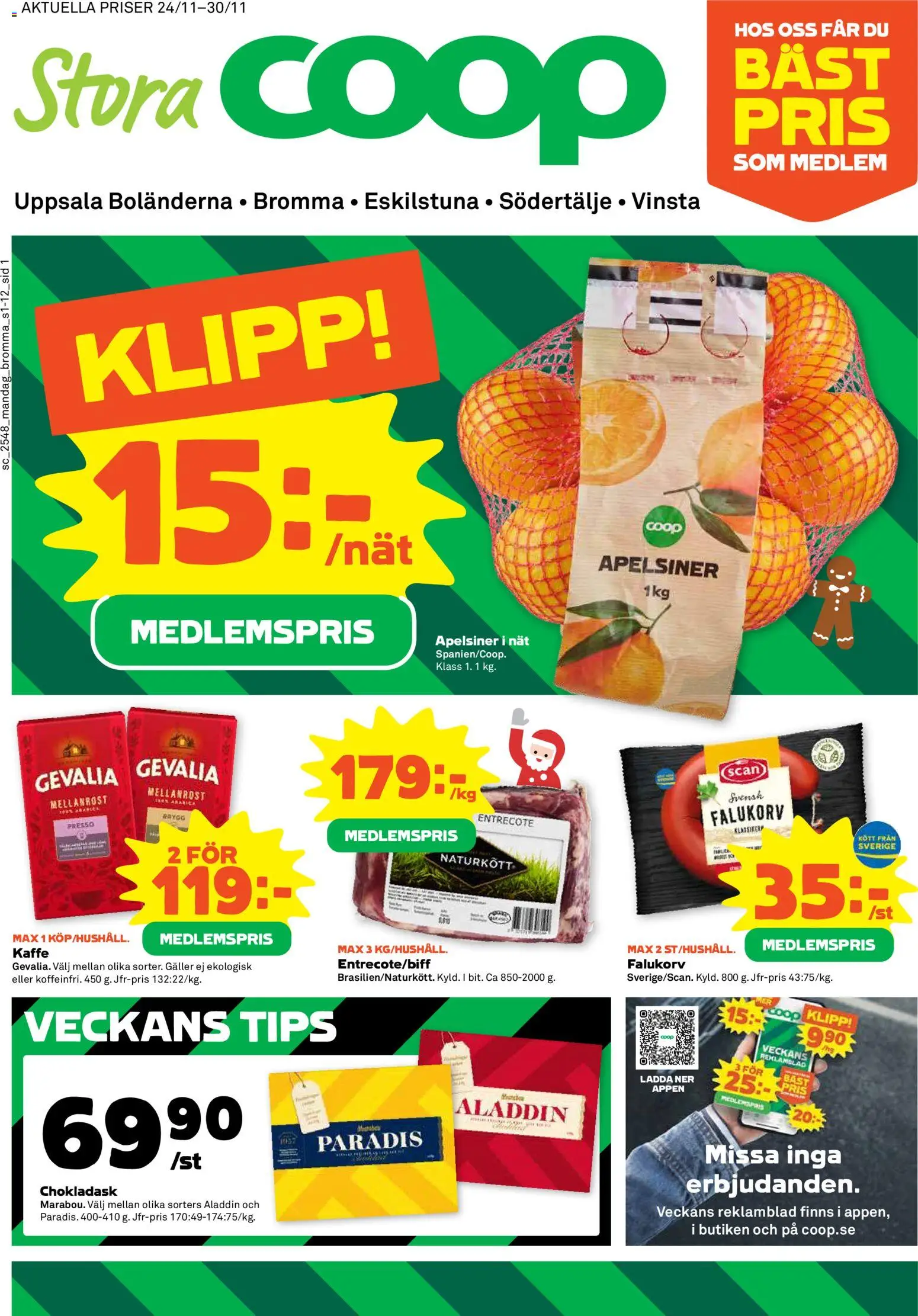 Förhandsgranska reklamblad Bromma från butik Stora Coop gäller från 24/11/2025