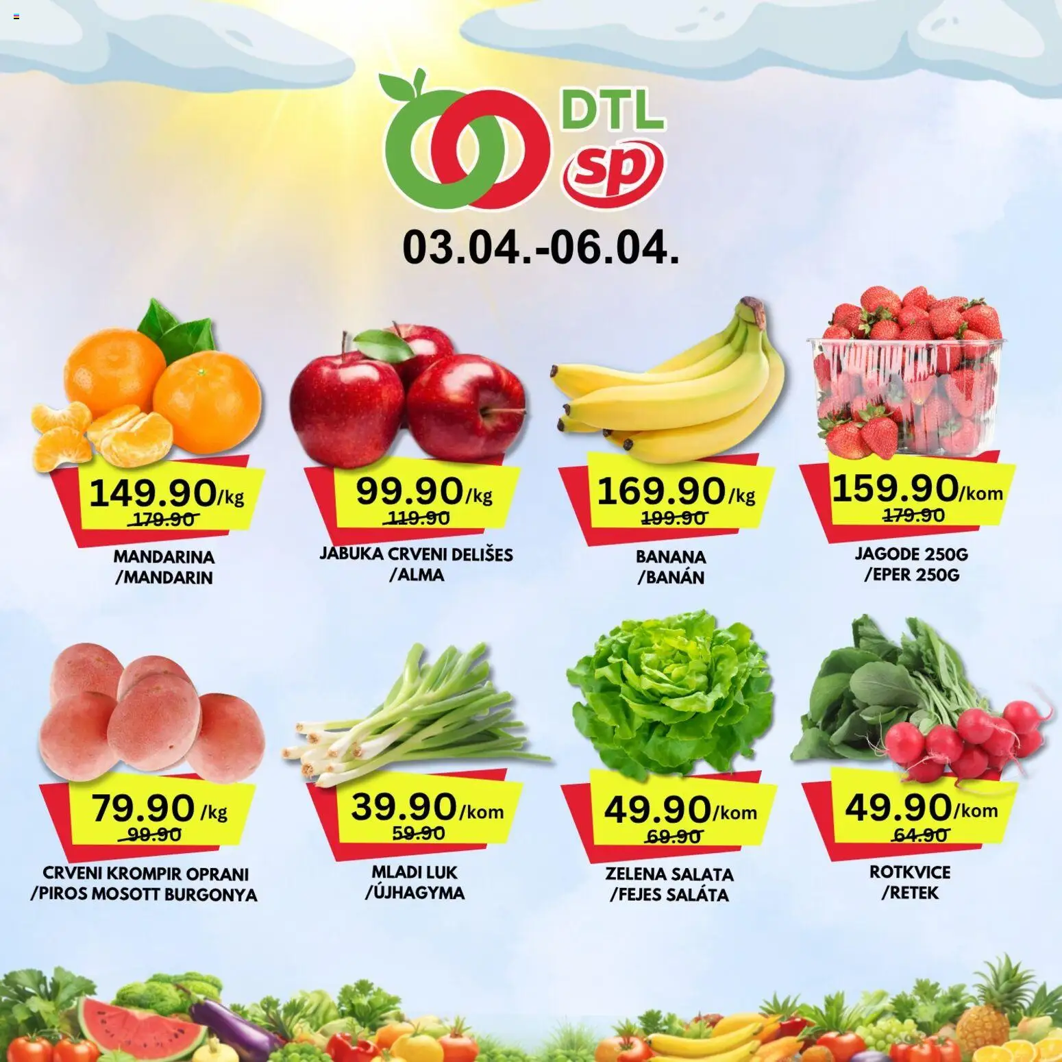 Pregled Senta Promet kataloga - važi od 03.04.2026 - Banana, Mandarina, Krompir, Jagode, Salata, Luk, Rotkvice, Crveni krompir