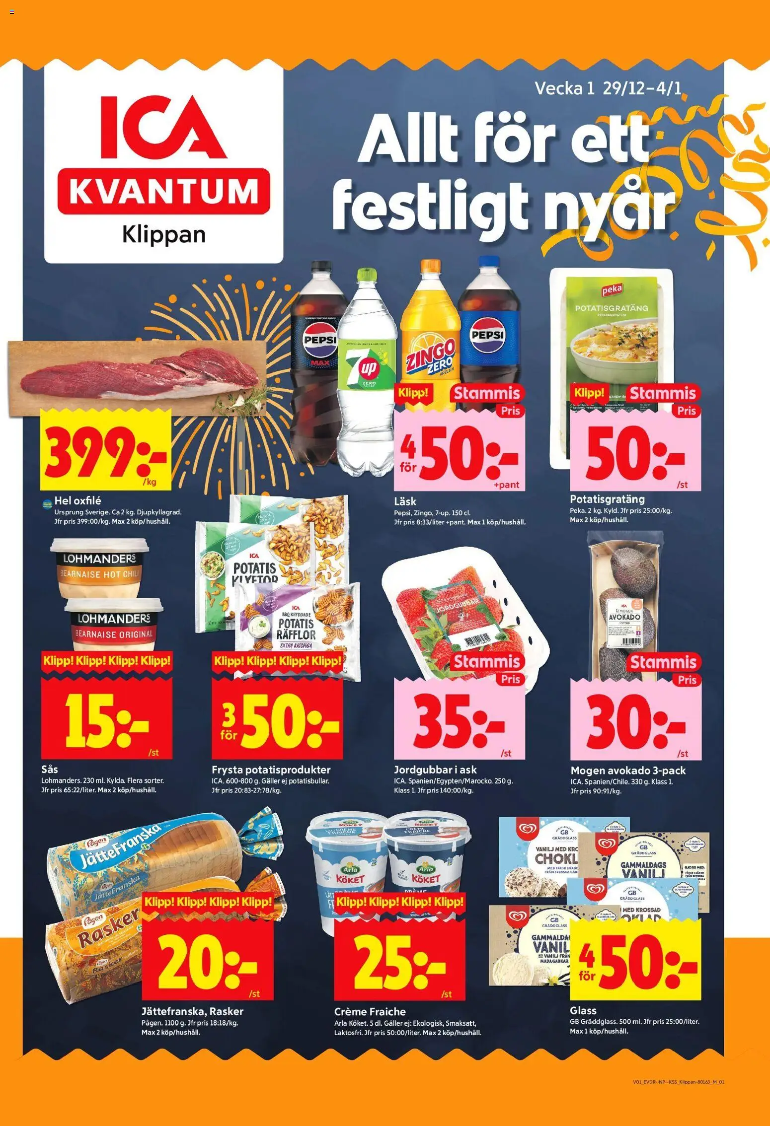 Förhandsgranska reklamblad Klippan från butik ICA Kvantum gäller från 30/12/2025 - Glass, Potatisgratäng, Potatis, Avokado, Jordgubbar, Apelsin, Zingo, Vanilj