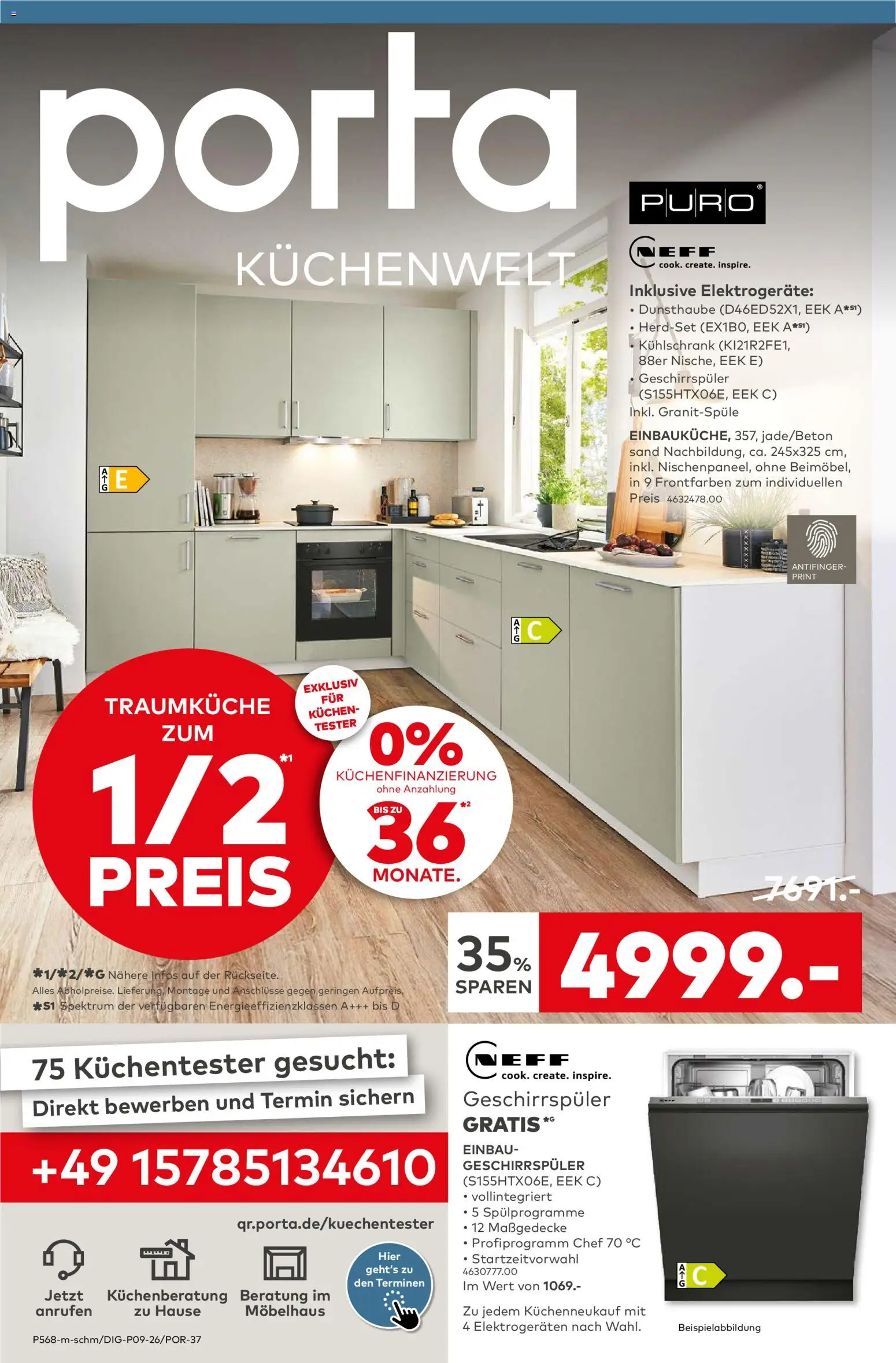 Vorschau von dem Prospekt des Geschäftes Porta!, gültig ab dem 15.02.2026 - Kühlschrank, Kuchen, Geschirrspüler