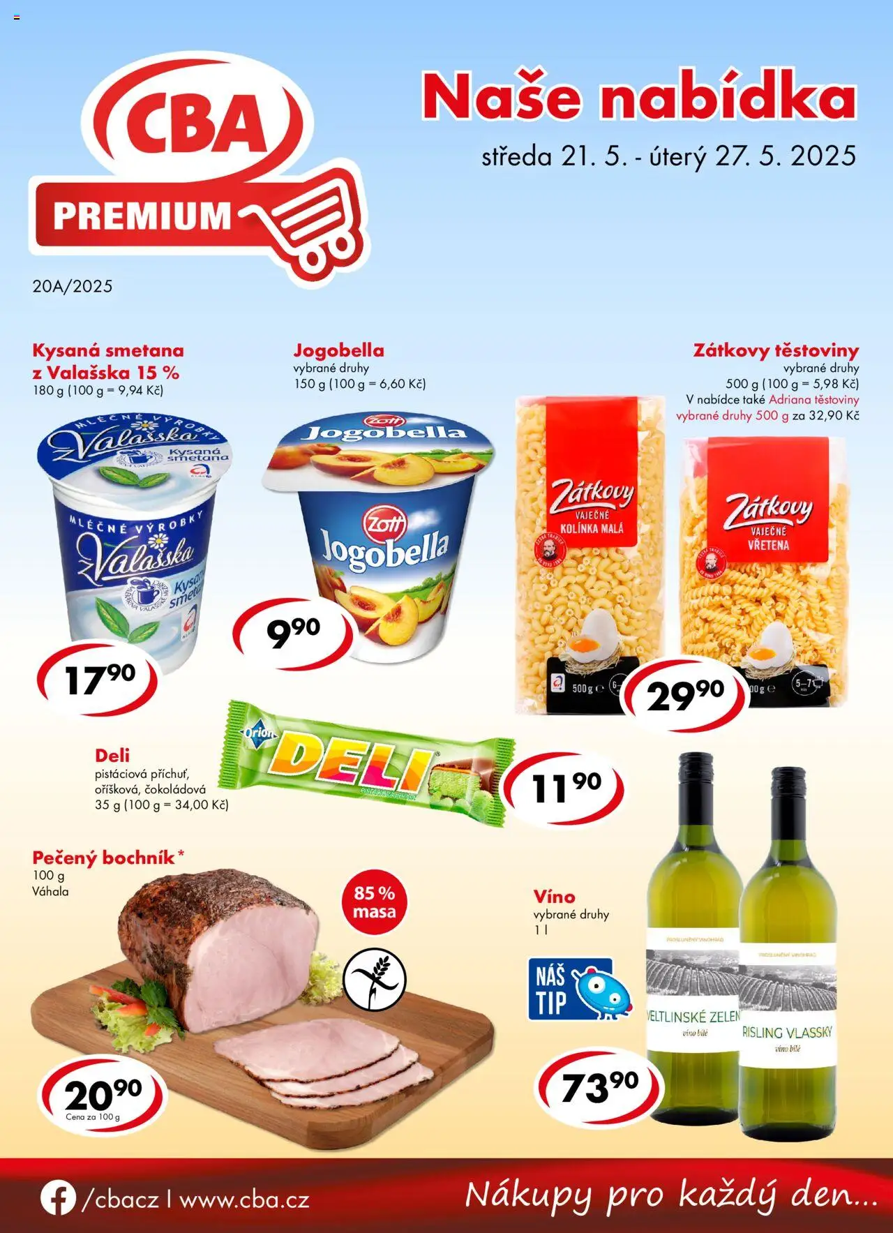  CBA Leták - Premium (21.05.2025 - 27.05.2025) - Víno, Těstoviny, Smetana, Jogobella