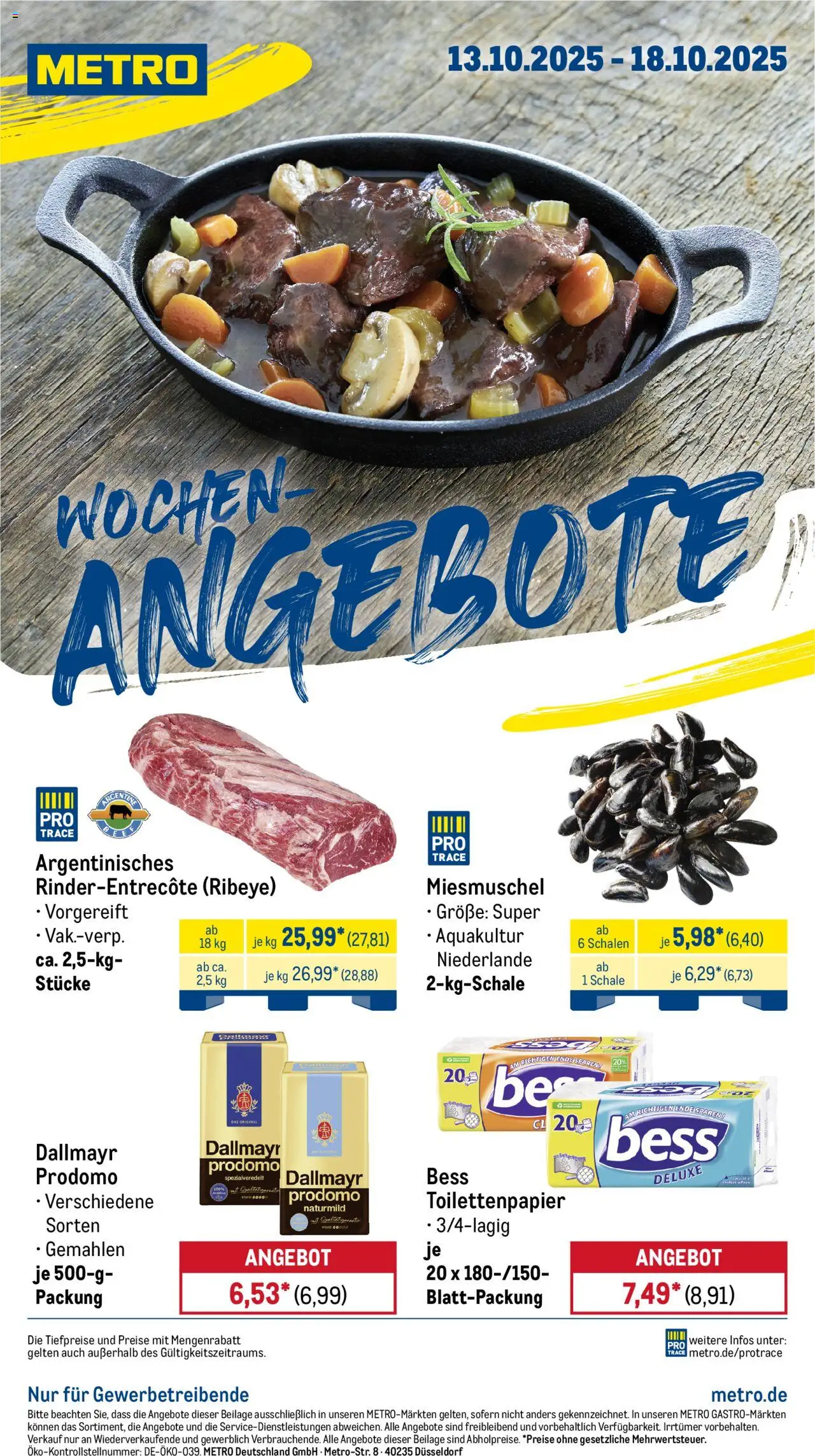 Vorschau von dem Prospekt des Geschäftes Metro, gültig ab dem 13.10.2025 - Toilettenpapier, Dallmayr, Dallmayr prodomo