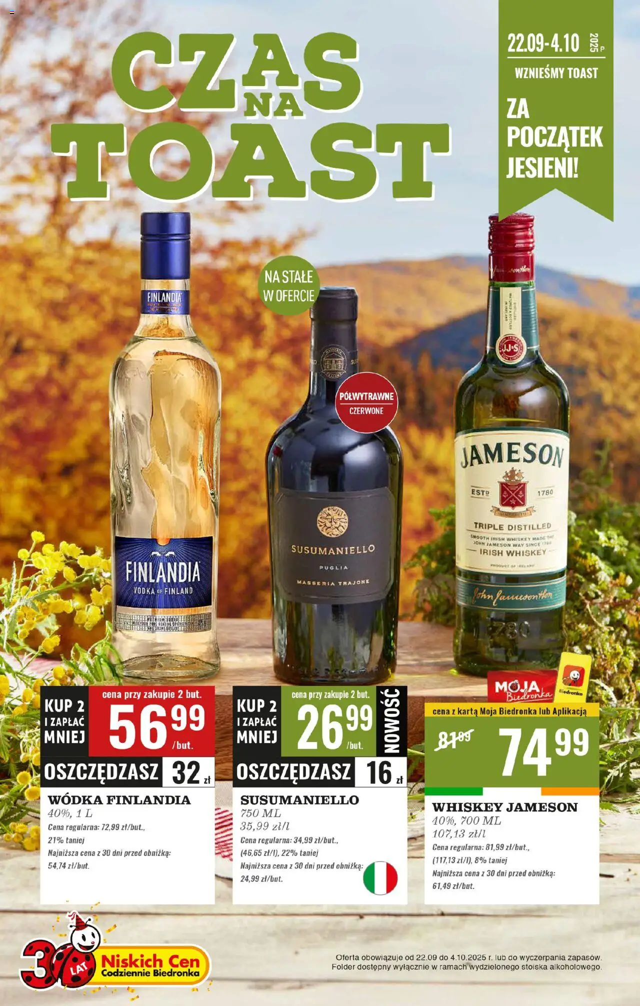 Biedronka gazetka promocyjna 22.09.2025 - "Czas na toast" - Numer strony 1
