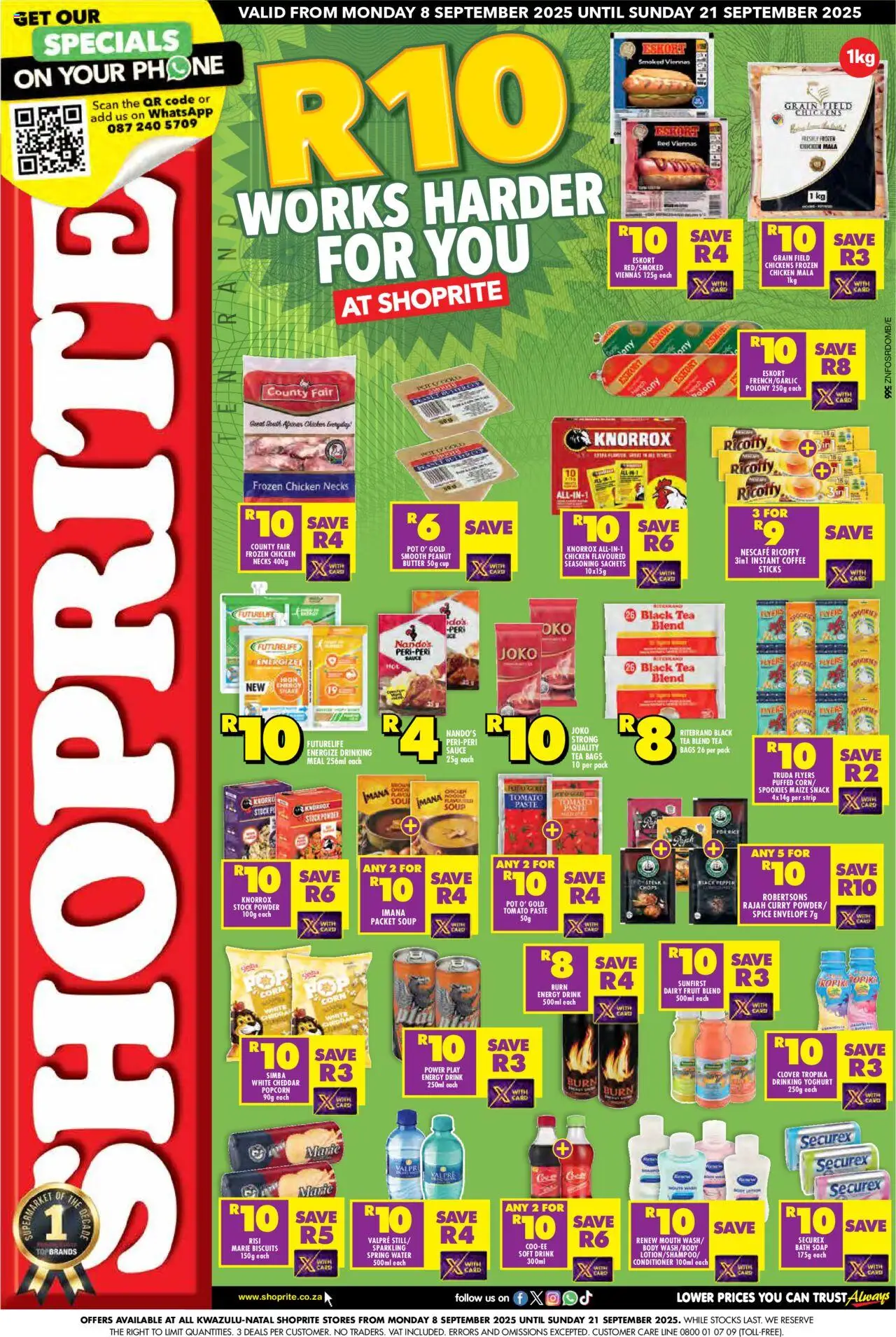 Shoprite KwaZulu-Natal - R10 Works Harder 08/09 - 21/09/2025 >> Catalogue