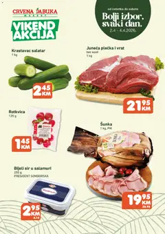 Pregled letka Crvena jabuka vikend akcija trgovine Crvena jabuka vrijedi od 02.04.2026