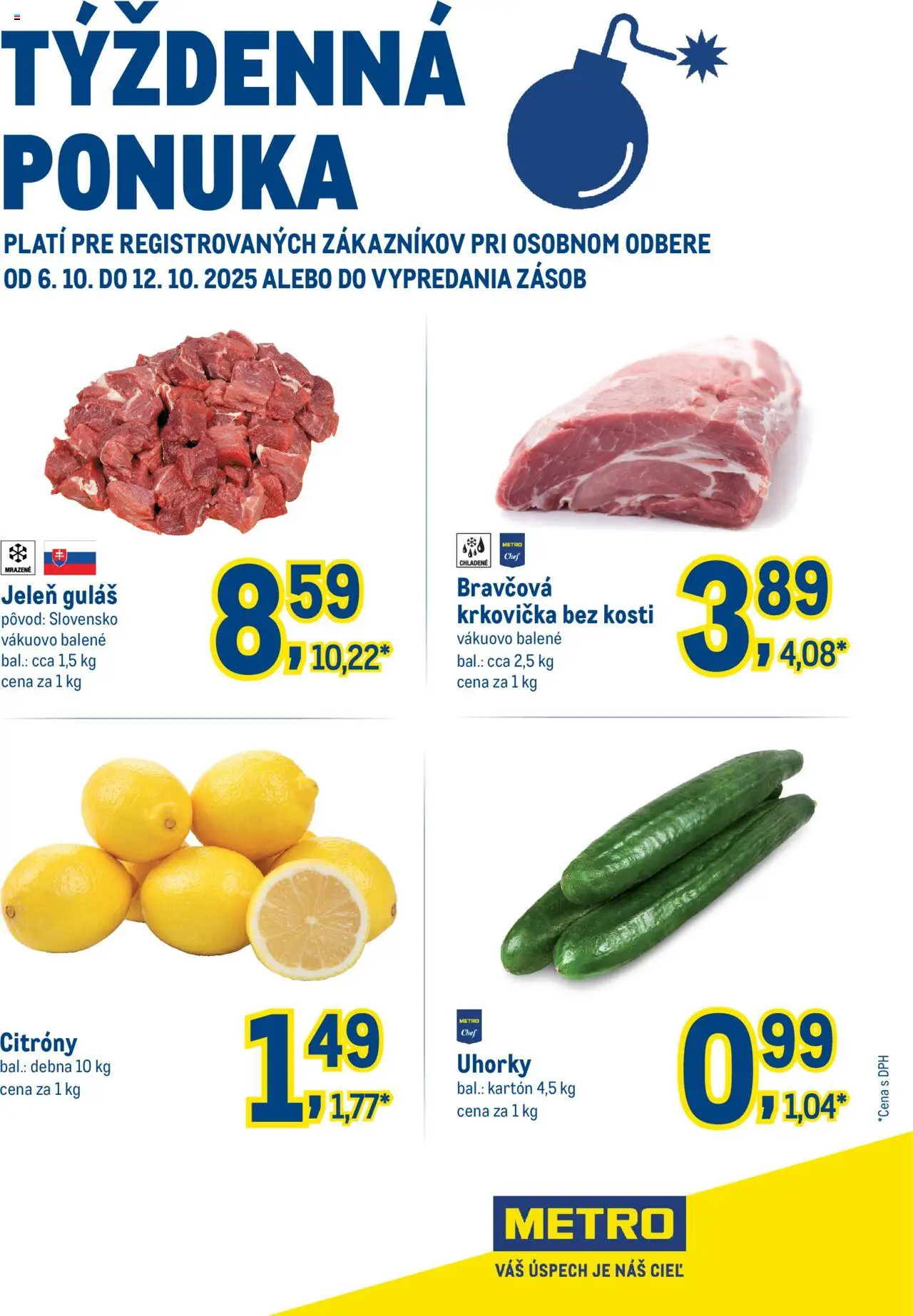 Náhľad Metro letáku platného od 06.10.2025 - Krkovička, Uhorky, Citróny