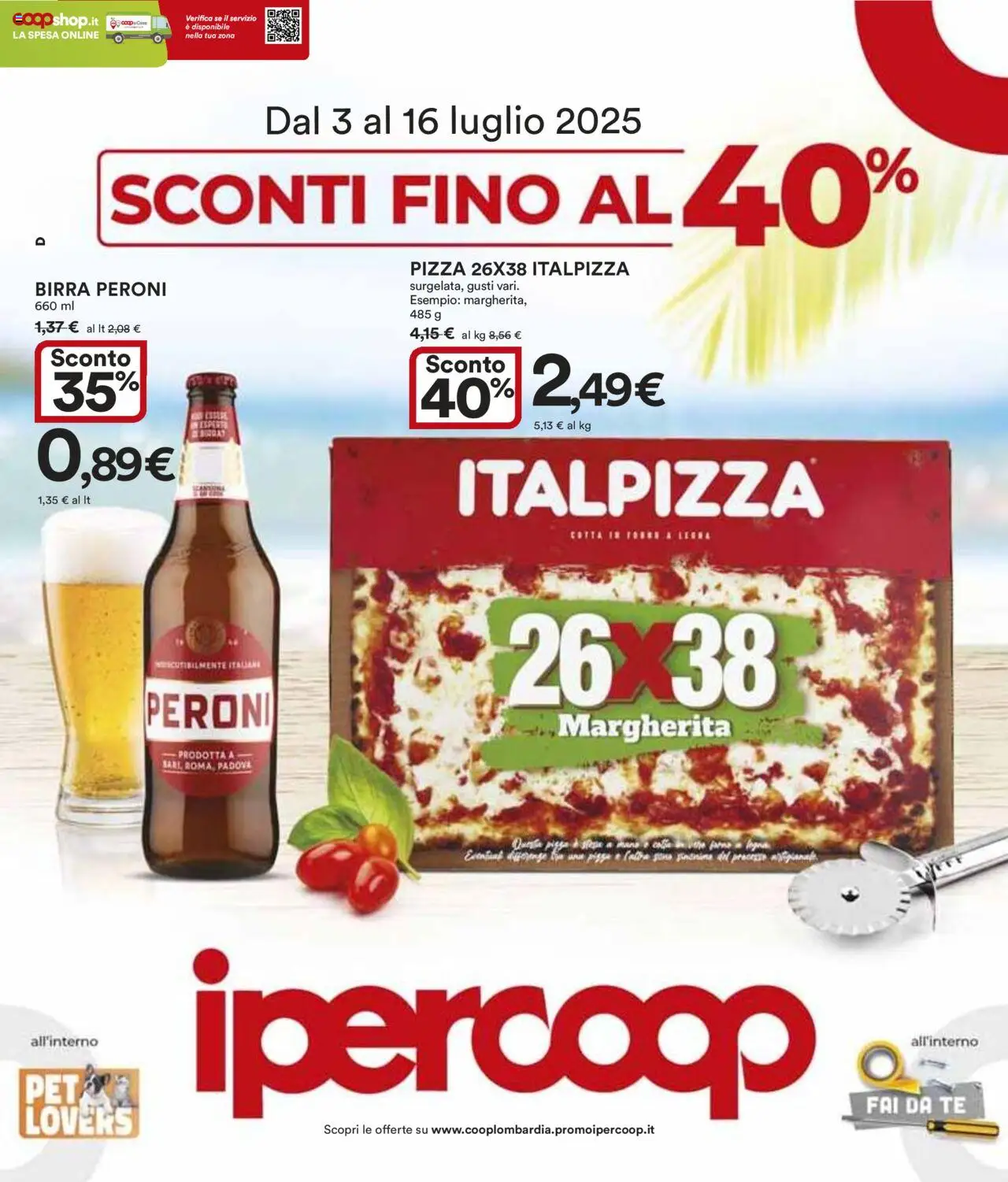 Volantino Ipercoop valido da 03/07/2025 numero di pagina 1 - Pizza, Birra, Tè, Birra Peroni