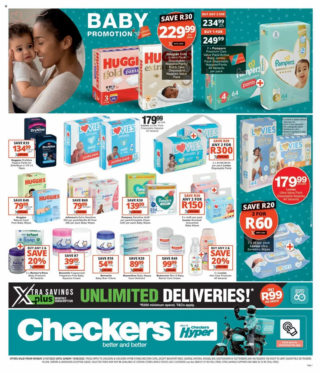 Checkers Western Cape - Baby Promotion 21/07 - 10/08/2025 >> Catalogue - Pants, Aloe Vera, Cream, Soap, Nappies