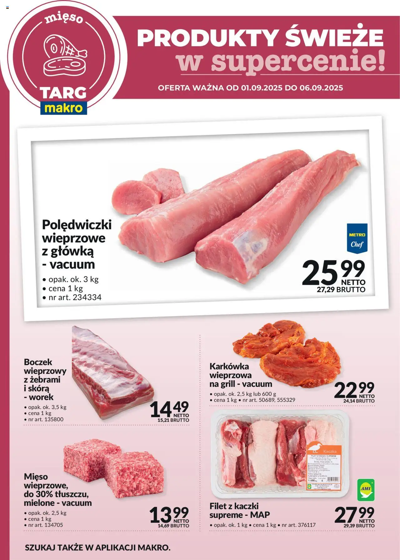 Makro Produkty świeże w supercenie od 01.09.2025 - Nowa Gazetka - Numer strony 1 - Grill, Kaczka, Karkówka, Boczek, Filet, Polędwiczki, Filet z kaczki, Boczek wieprzowy