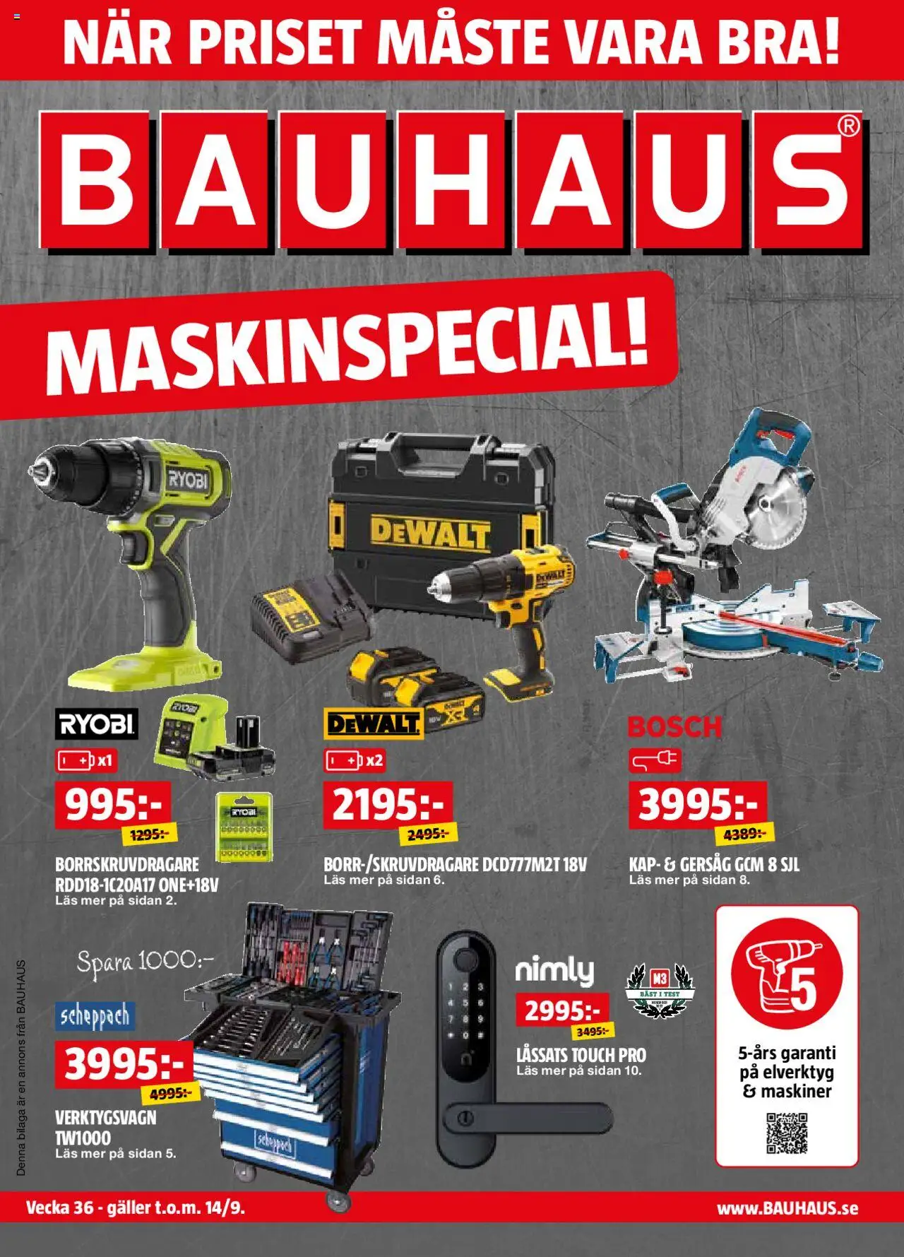 Aktuella reklamblad Bauhaus är giltig 01/09 2025 > Veckans Erbjudanden gäller från 01/09/2025 till 14/09/2025 sidnummer 1