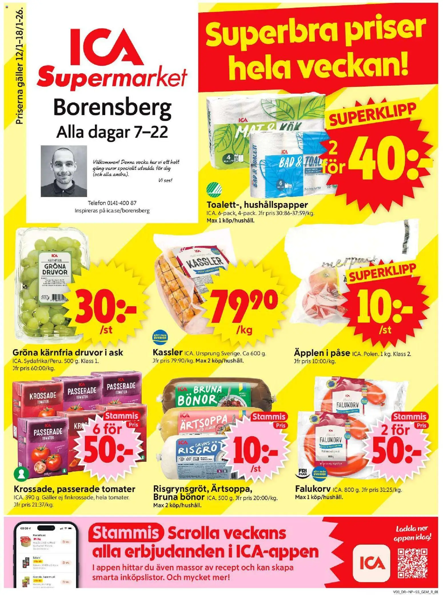 Förhandsgranska reklamblad Borensberg från butik ICA Supermarket gäller från 12/01/2026