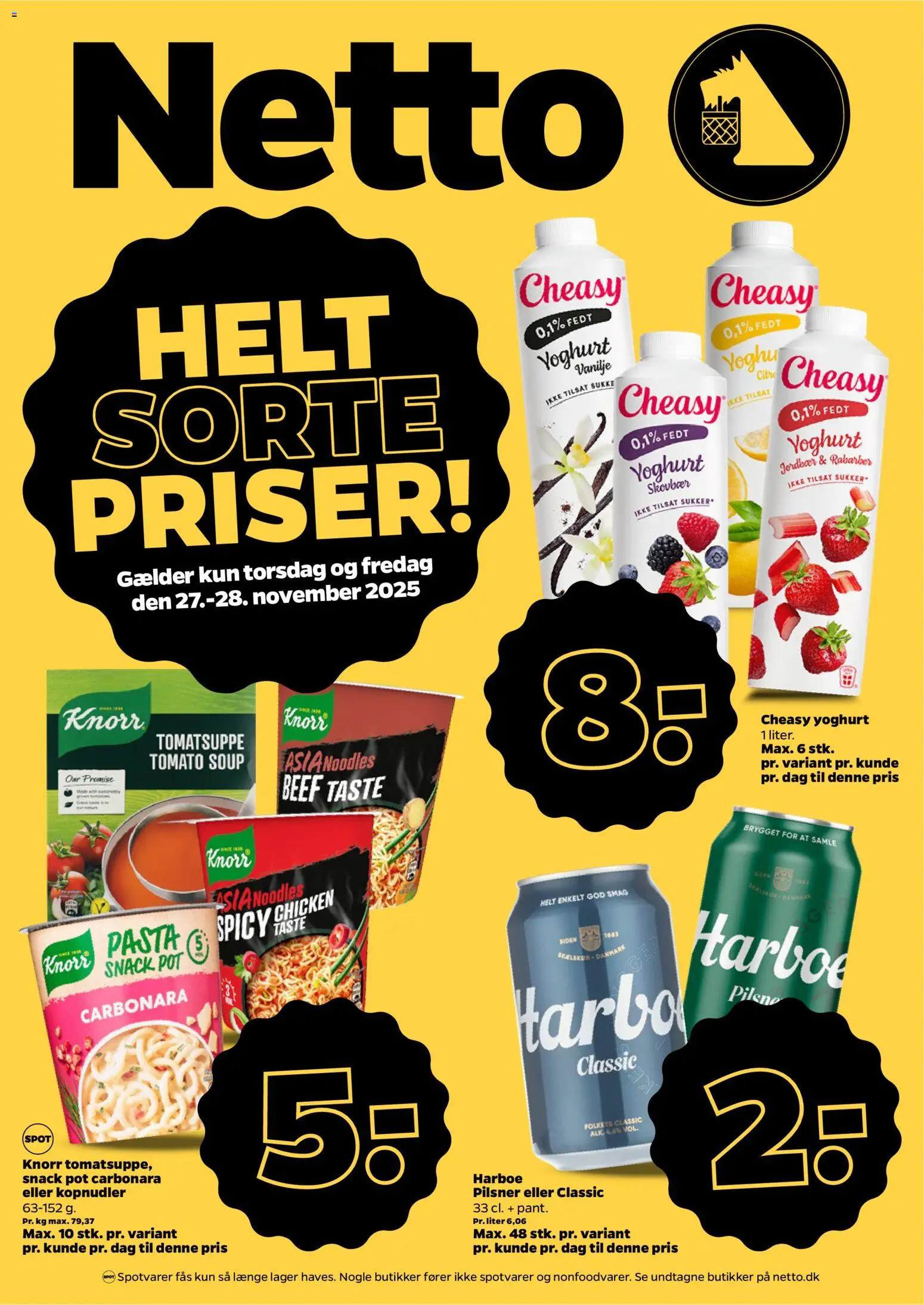 Eksempel på tilbudsavis Sorte Priser! fra butik Netto gyldig fra 26/11/2025