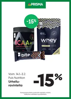 Kaupan Prisma Tarjoukset Urheiluravinteet esikatselu, voimassa 14/01/2026