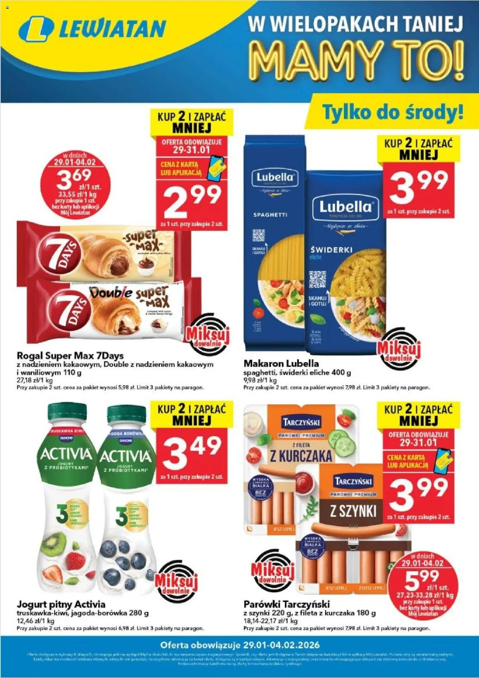Pogląd gazetki "W wielopakach taniej" ze sklepu Lewiatan ważnej od 29.01.2026