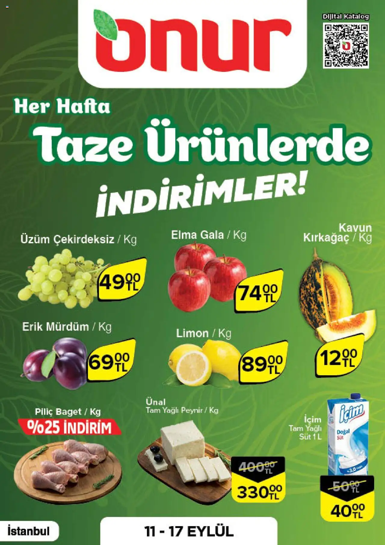ONUR MARKET Katalog Taze Ürünlerde İndirimler - İstanbul (11 Eylül 2025) - Indirim, Broşür - Sayfa numarası 1