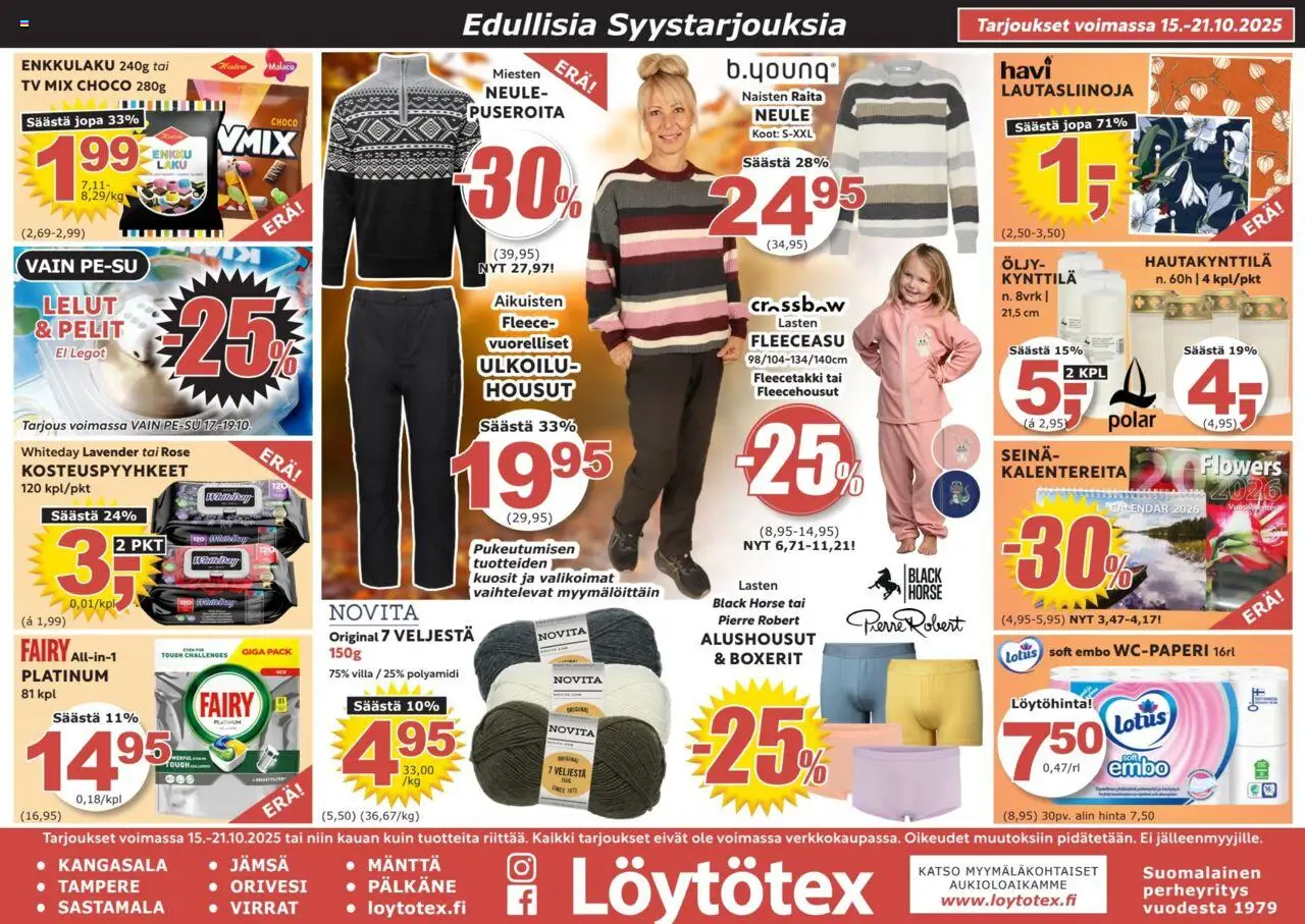 Löytötex-kaupan Tarjoukset voimassa 15/10/2025 - Sivulla 1