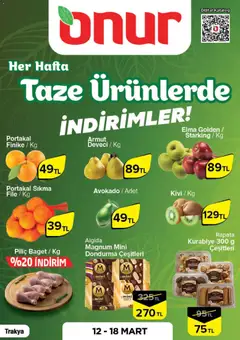 Onur Market Onur Market - Taze Ürünlerde İndirimler - Trakya 12.03.2026 - Broşürünün önizlemesi