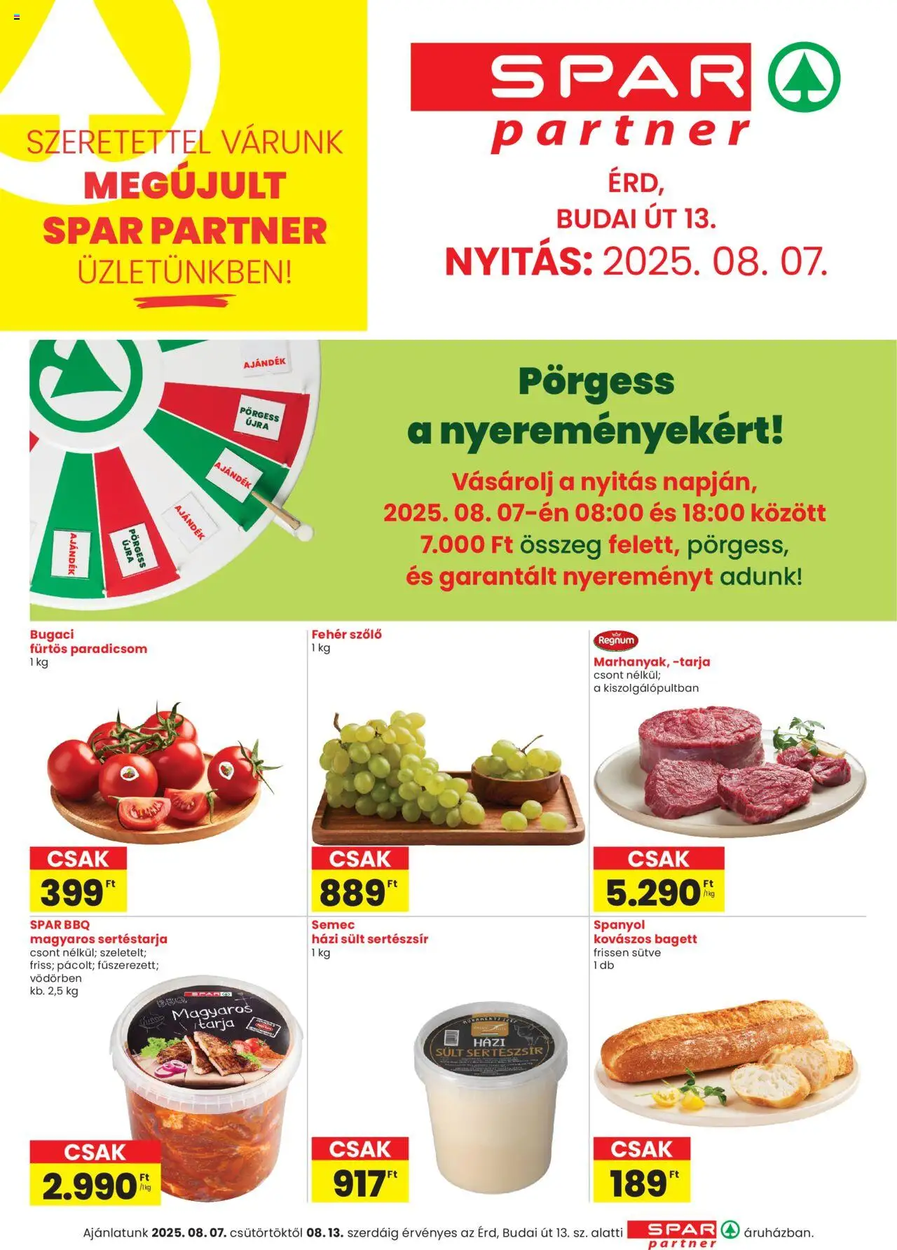 Spar Market aktuális szórólap, érvényes 2025.08.07.-től - 1 oldal