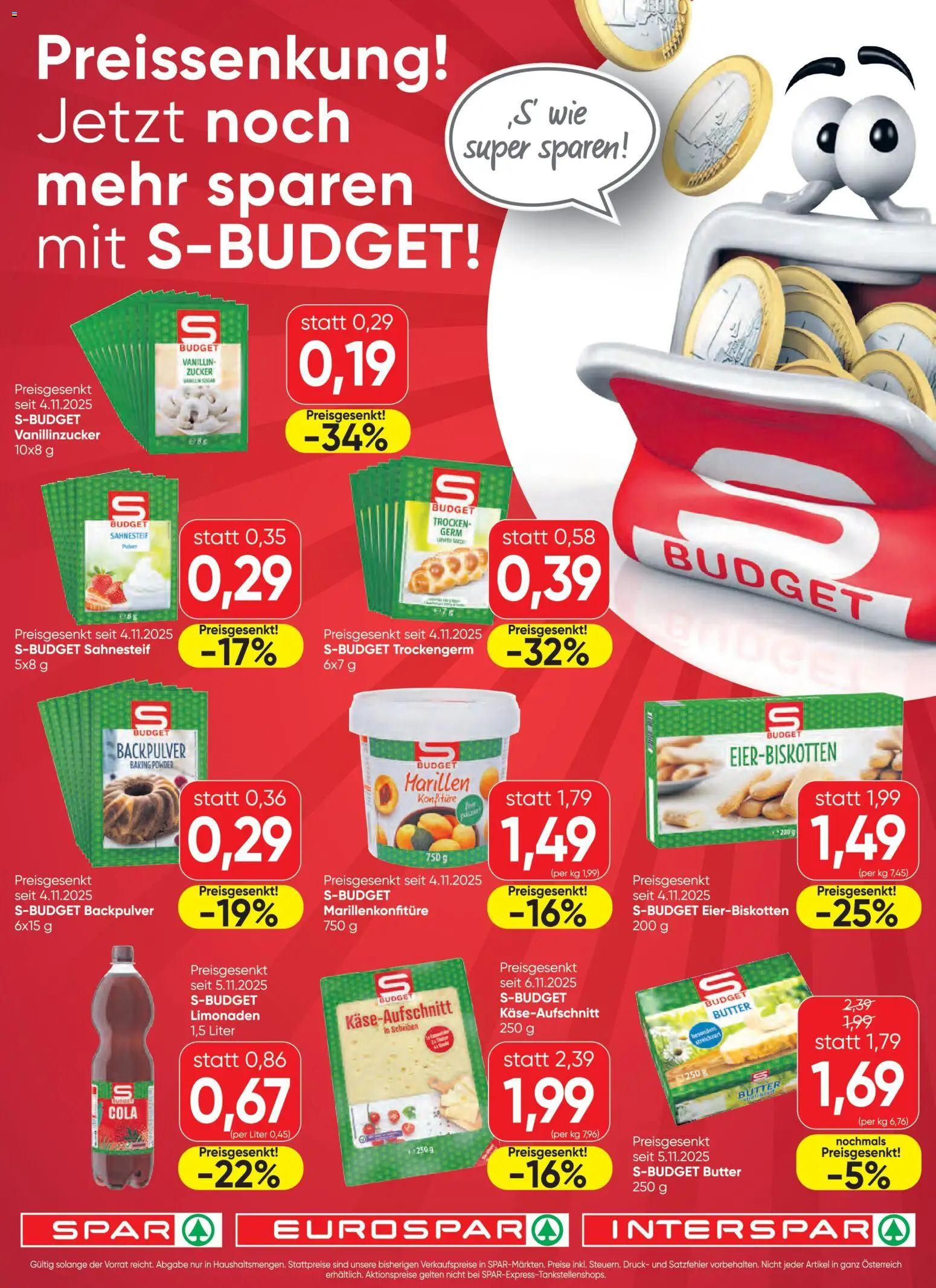 Vorschau der Angebote: Spar Burgenland SBUDGET gültig ab 06.11.2025