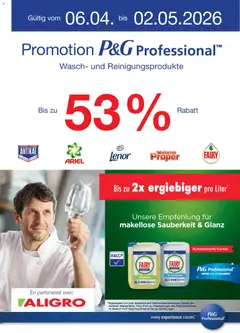 Vorschau des Merkblatts Aligro aktionen P&G Schlieren, Gossau SG, Frauenfeld, Rapperswil-Jona, Sargans, Bern vom Shop Aligro gültig von 06.04.2026 bis 02.05.2026