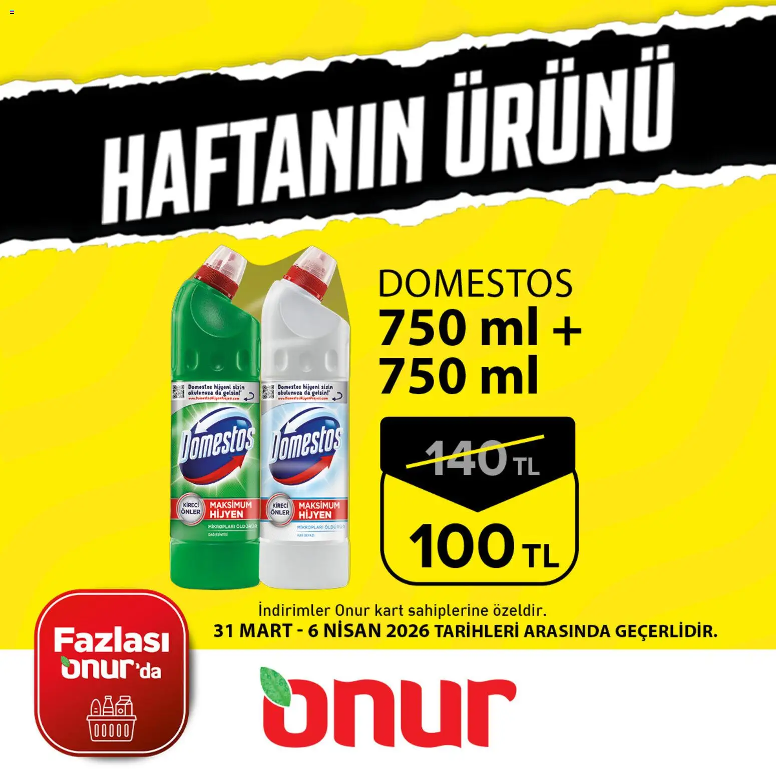Onur Market Onur Market - Haftanın Ürünü 31.03.2026 - Broşürünün önizlemesi