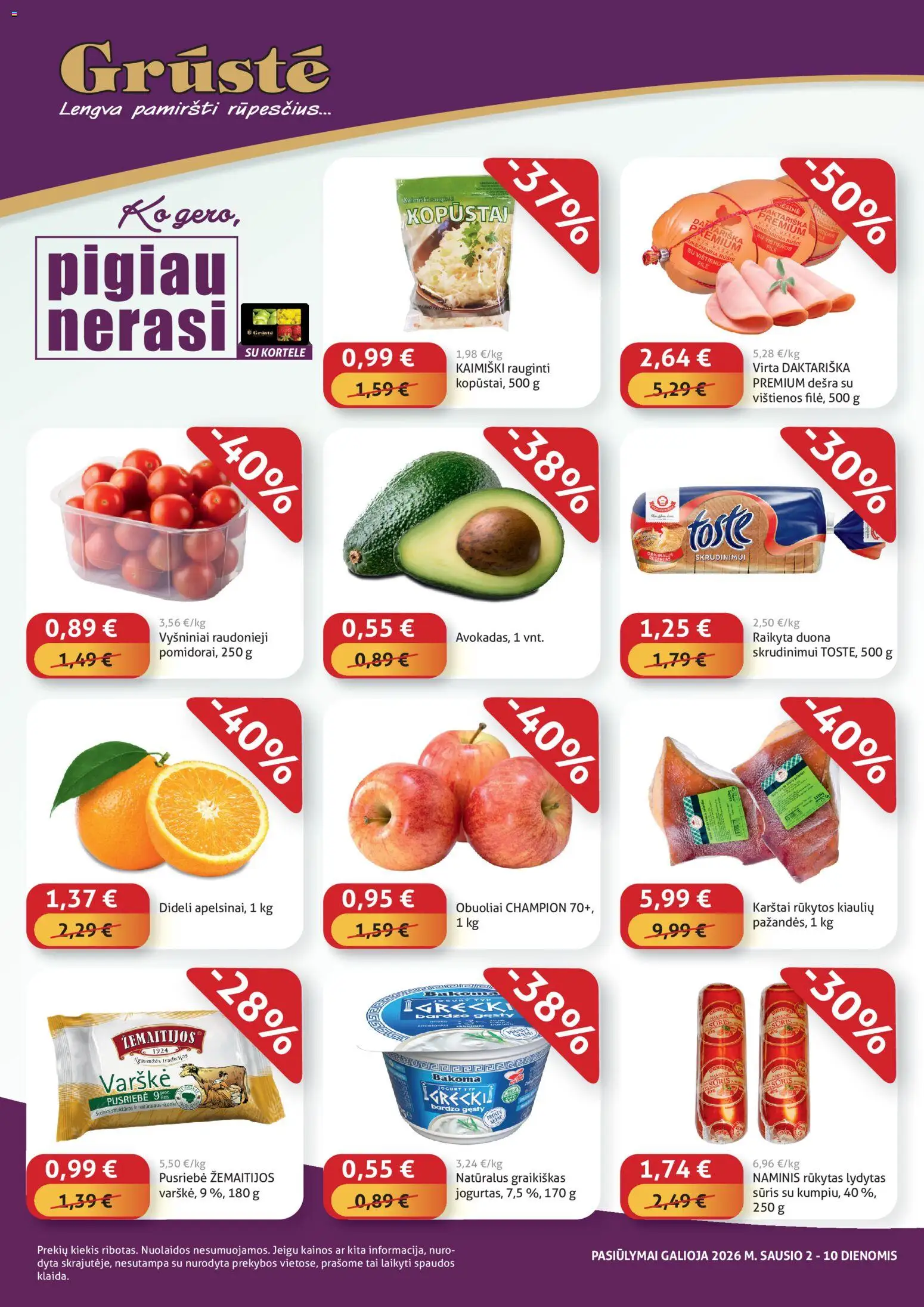GRUSTE parduotuvės leidinio Leidinys - Pigiau nerasi galiojančio nuo 2026.01.02 peržiūra