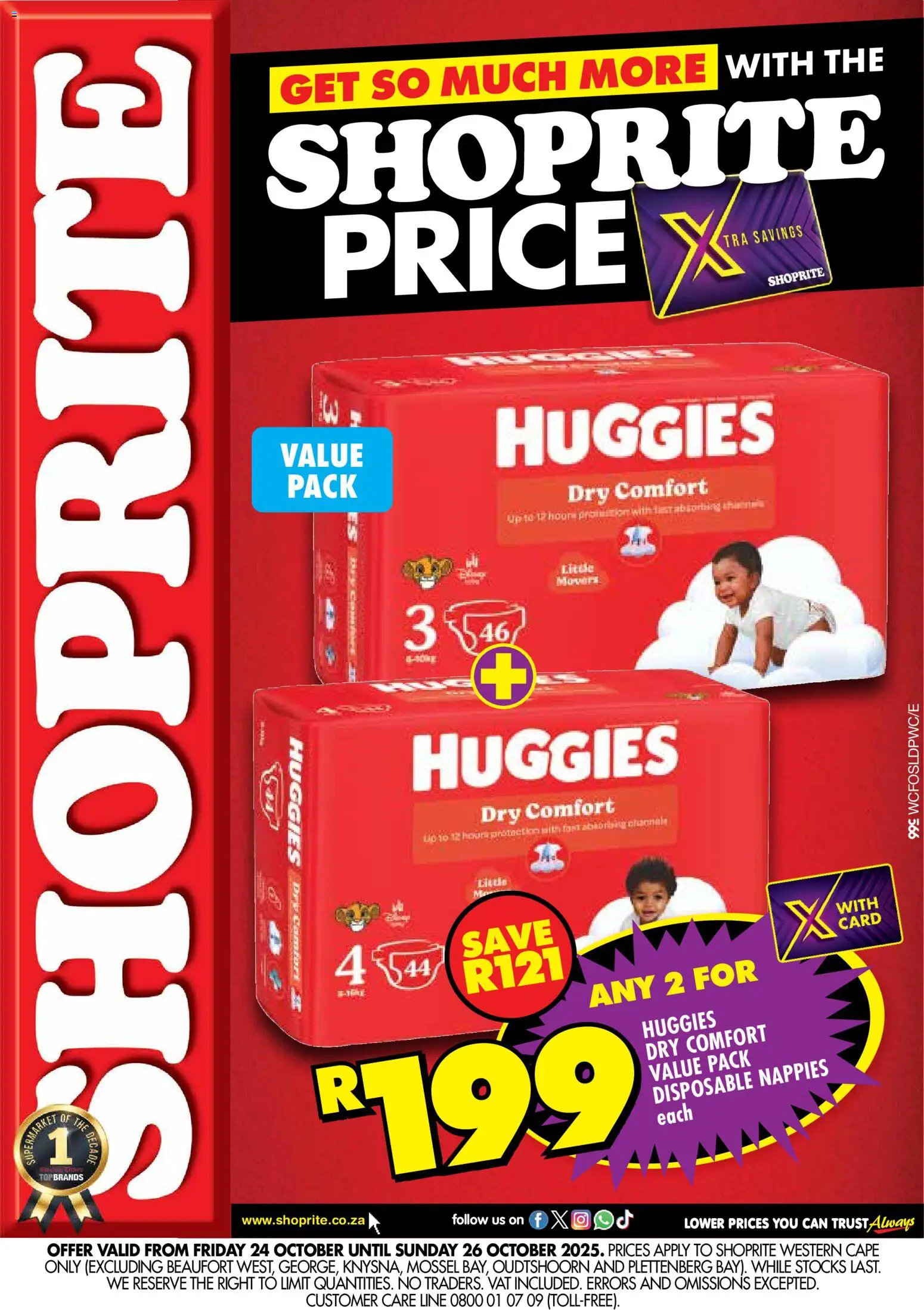 Shoprite Western Cape - Shoprite Price Huggies Deals 24/10 - 26/10/2025 >> Catalogue