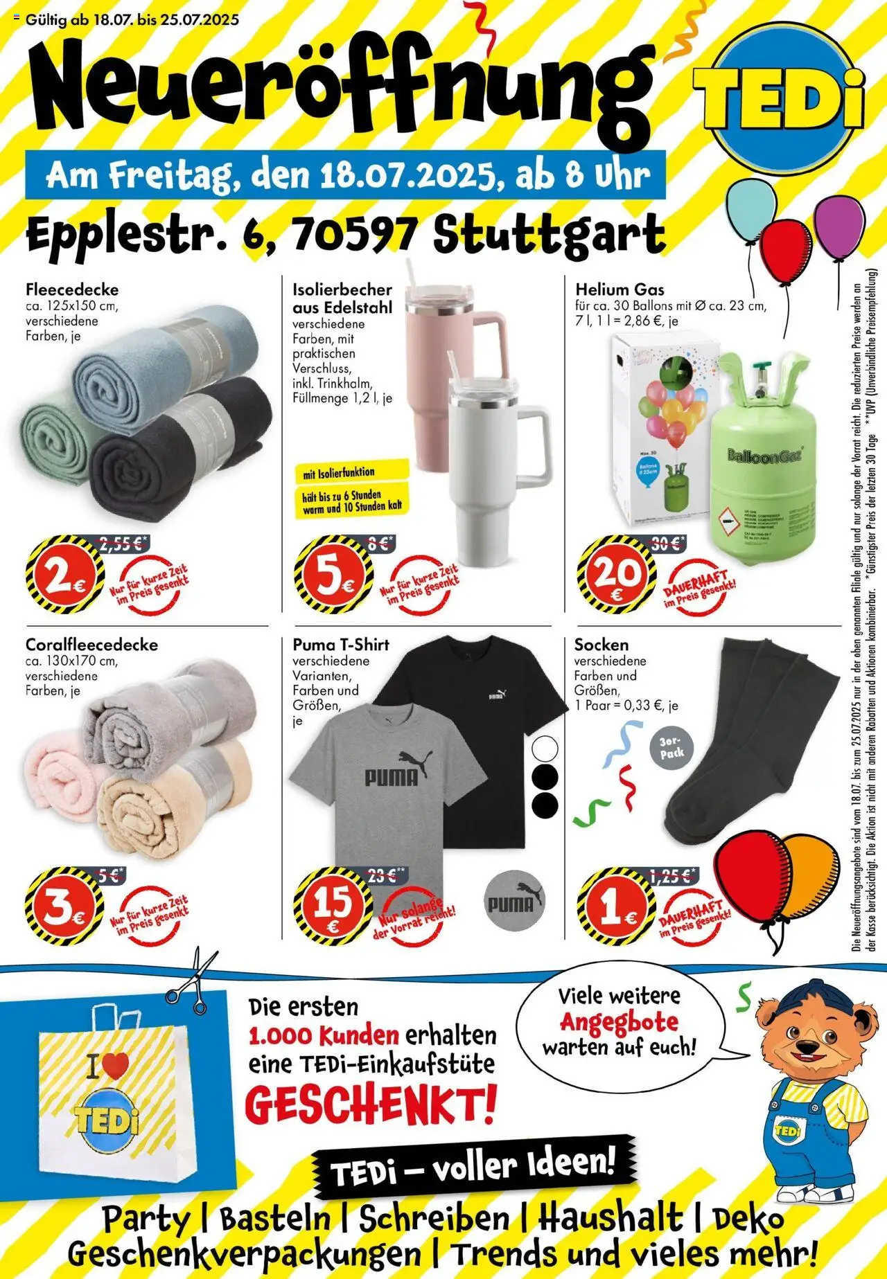 TEDi Neueröffnung in Stuttgart (vom 18.07.2025 - 25.07.2025) - Uhr, Socken