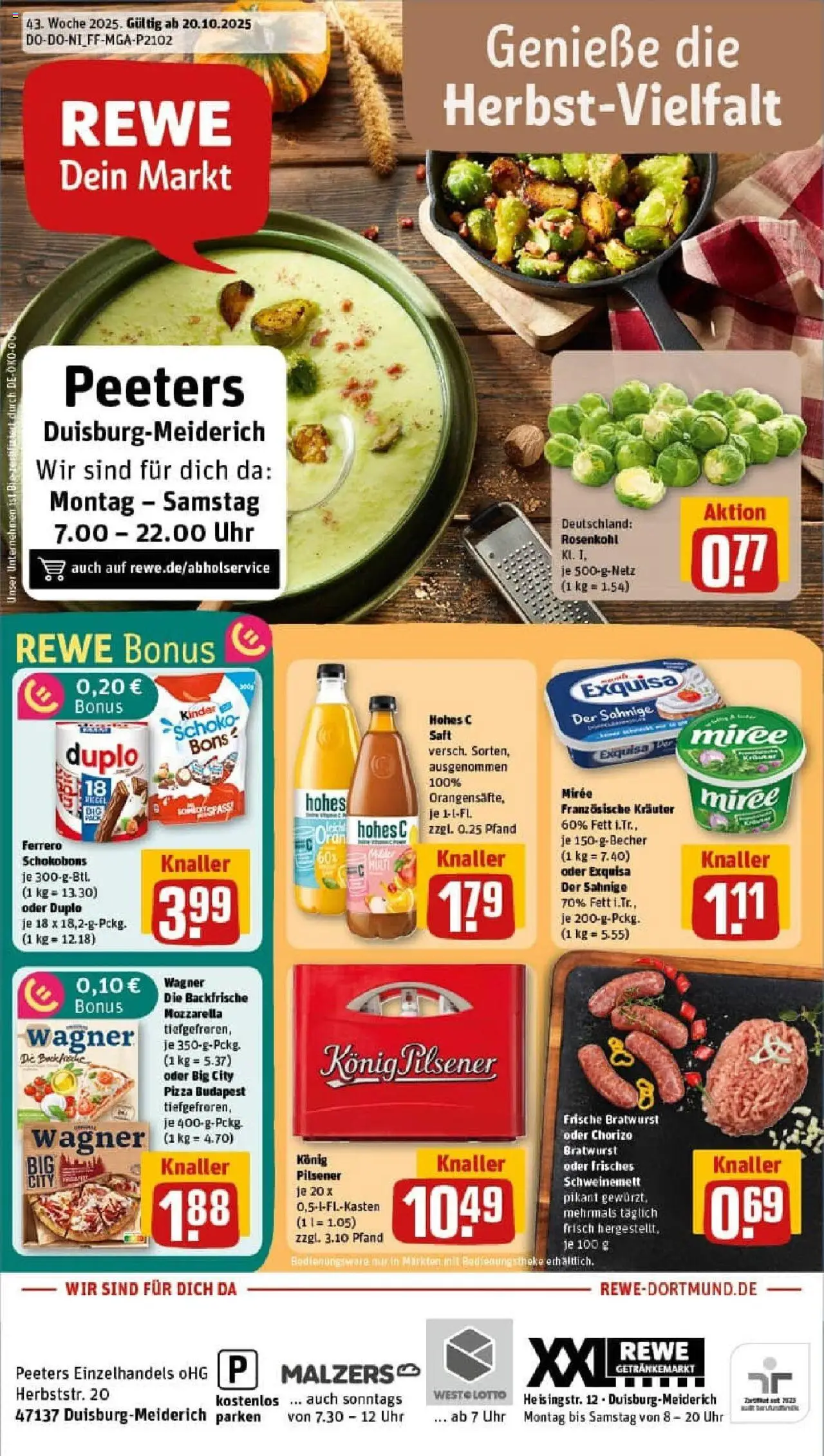 REWE Prospekt ab 19.10.2025 nächste Woche - Prospekt Duisburg	